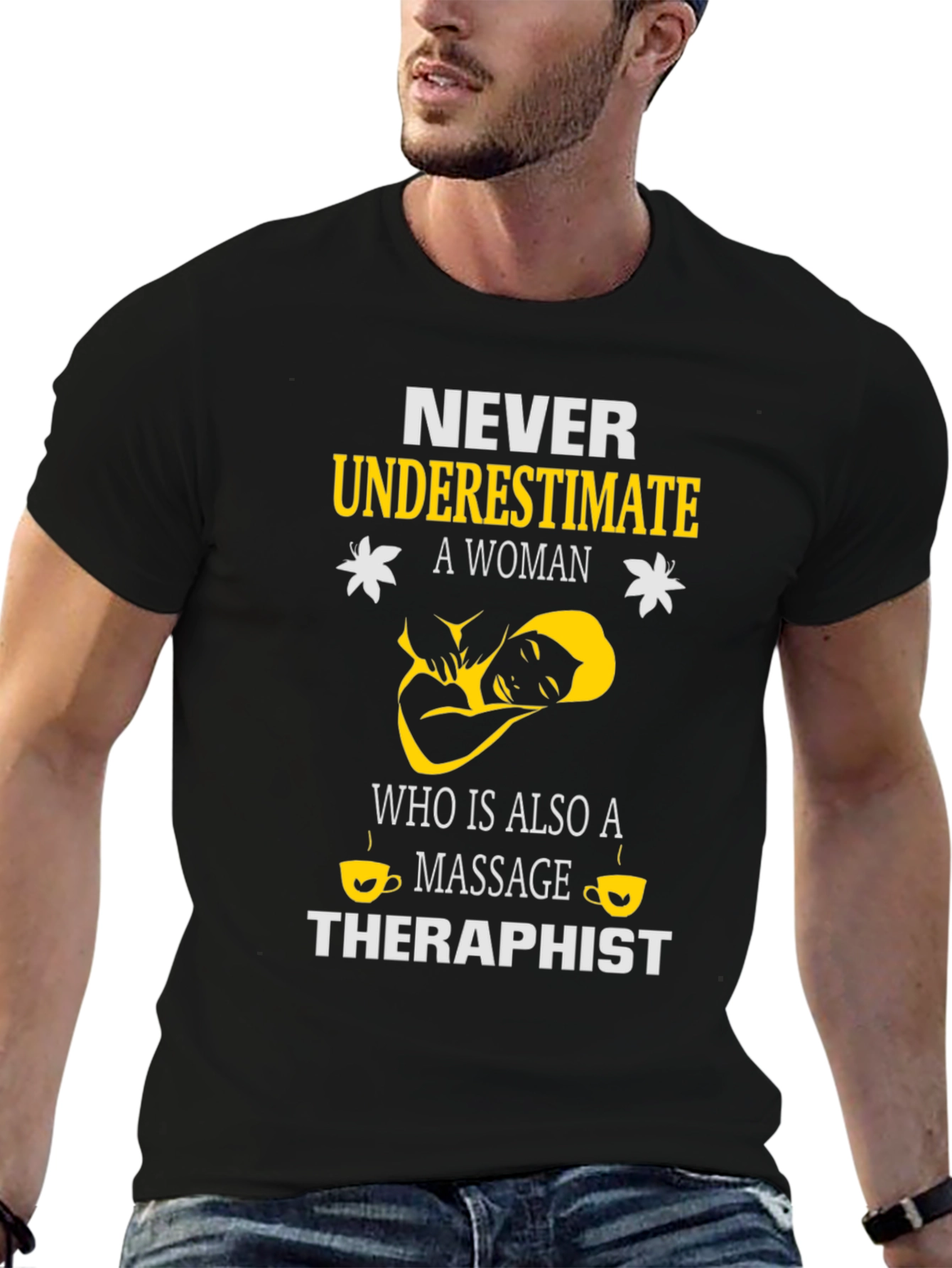Black Massage Therapist T-Shirt - Never Underestimate A Woman view 6