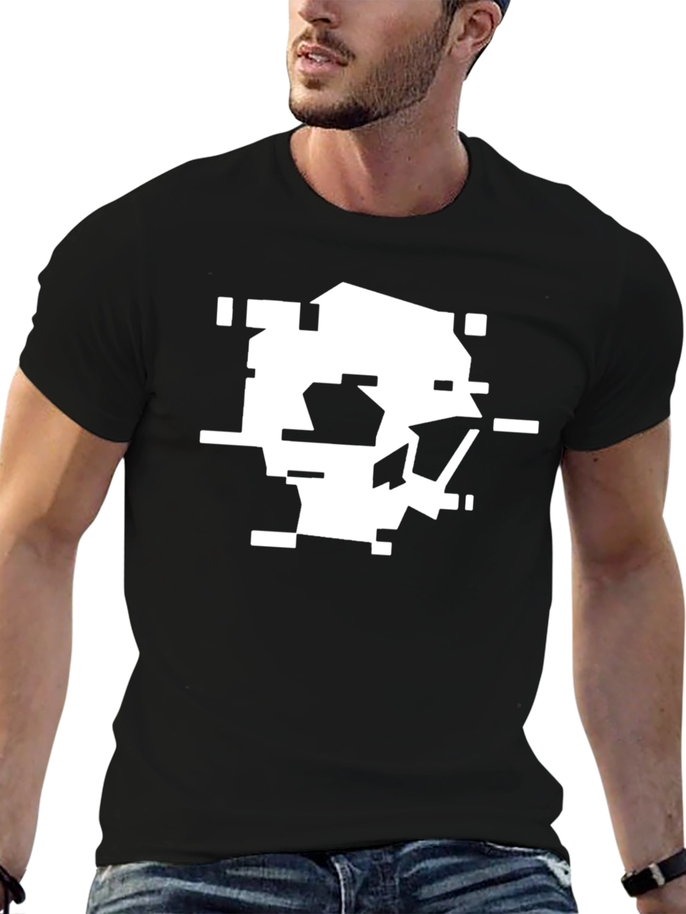Black Abstract Skull Graphic Black Tee view 6