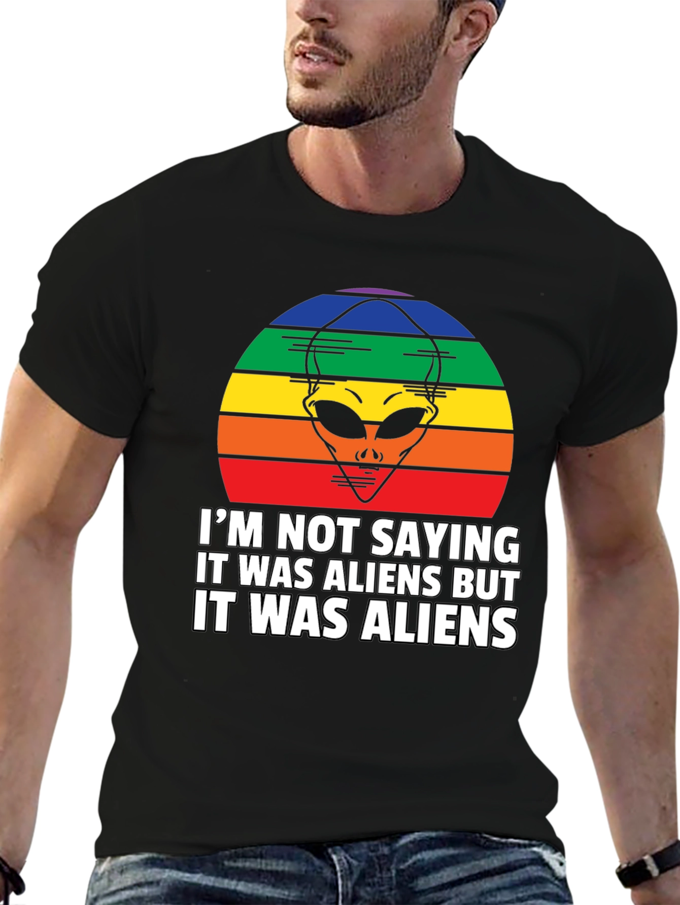 Black Retro Alien Graphic T-Shirt: I'm Not Saying... But Aliens! view 6