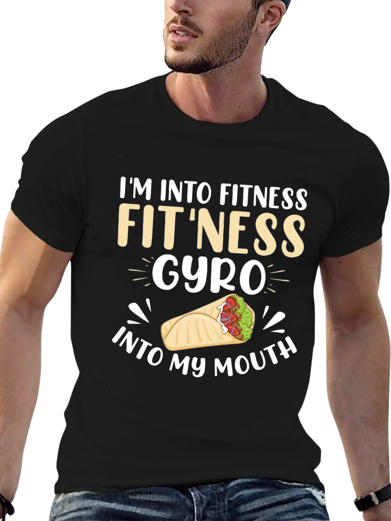 Black Fitness Gyro T-Shirt - Funny Foodie Tee view 6