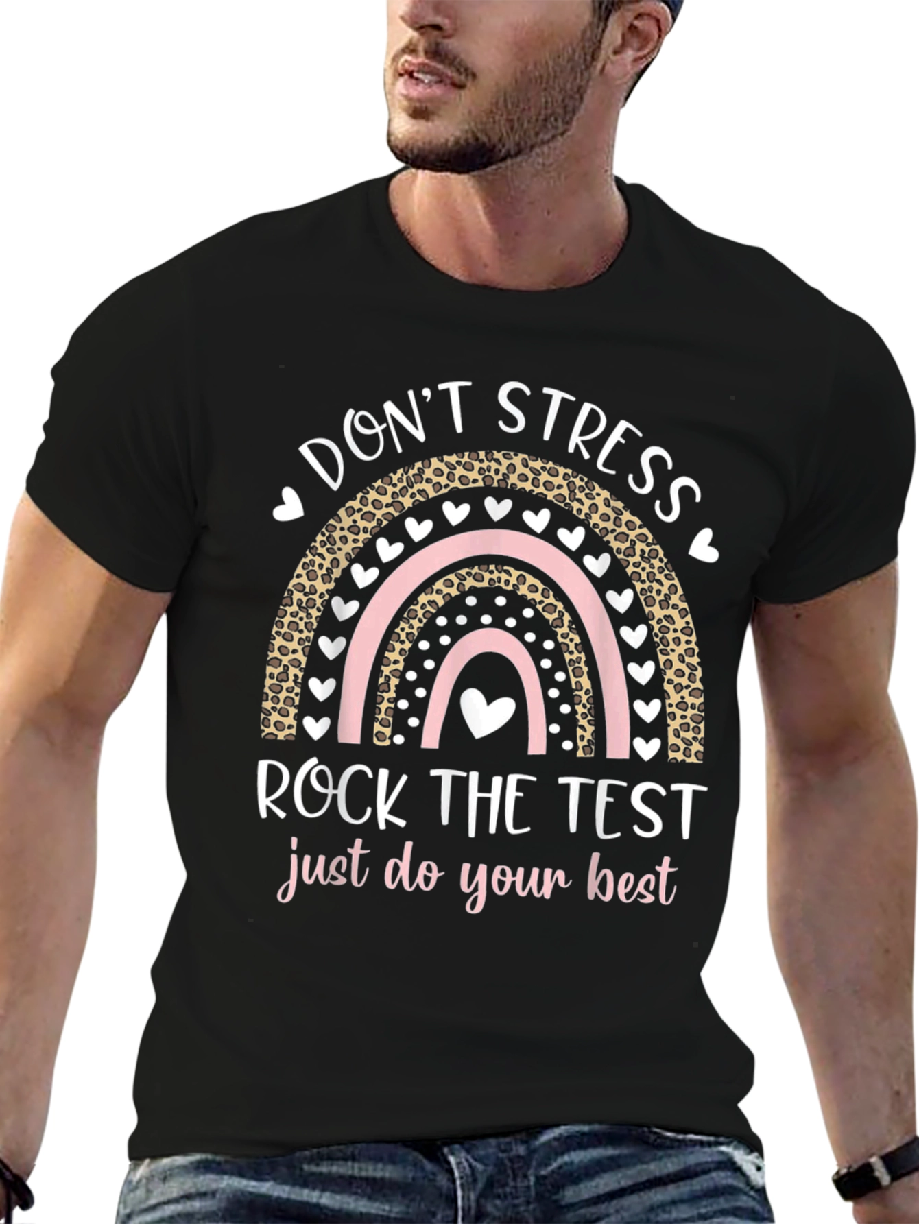 Black Don't Stress Rock the Test Graphic T-Shirt view 6