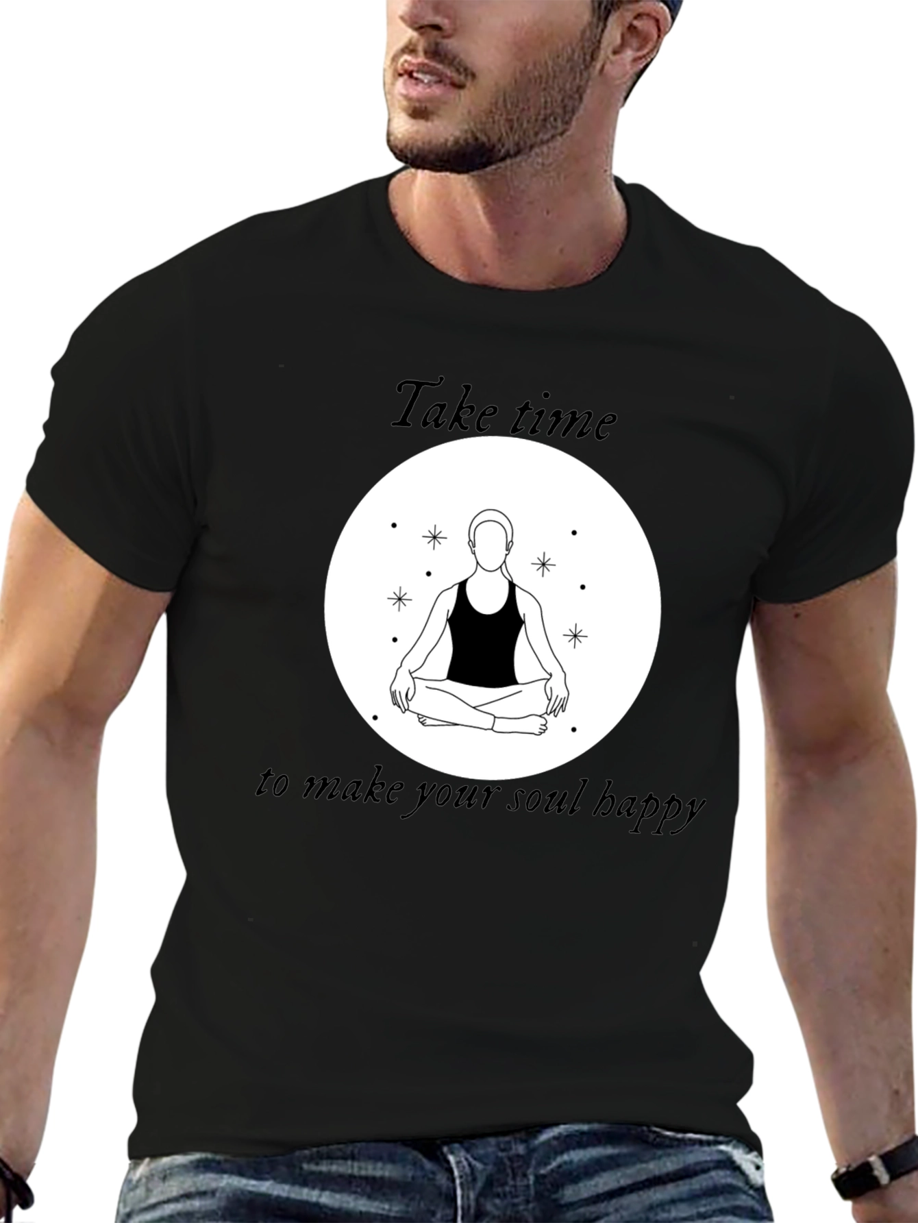 Black Zen Meditation T-Shirt - Take Time for Your Soul view 6