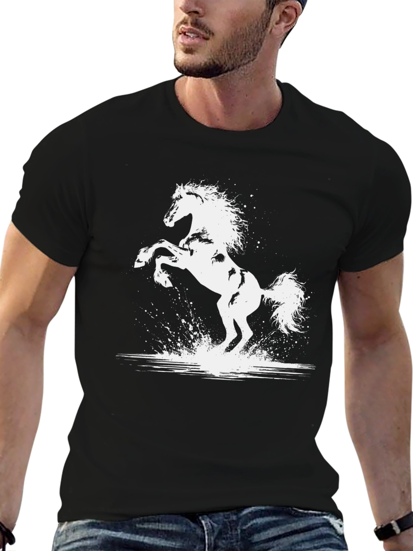 Black Black Horse Graphic Tee - Stylish Men's T-Shirt view 6