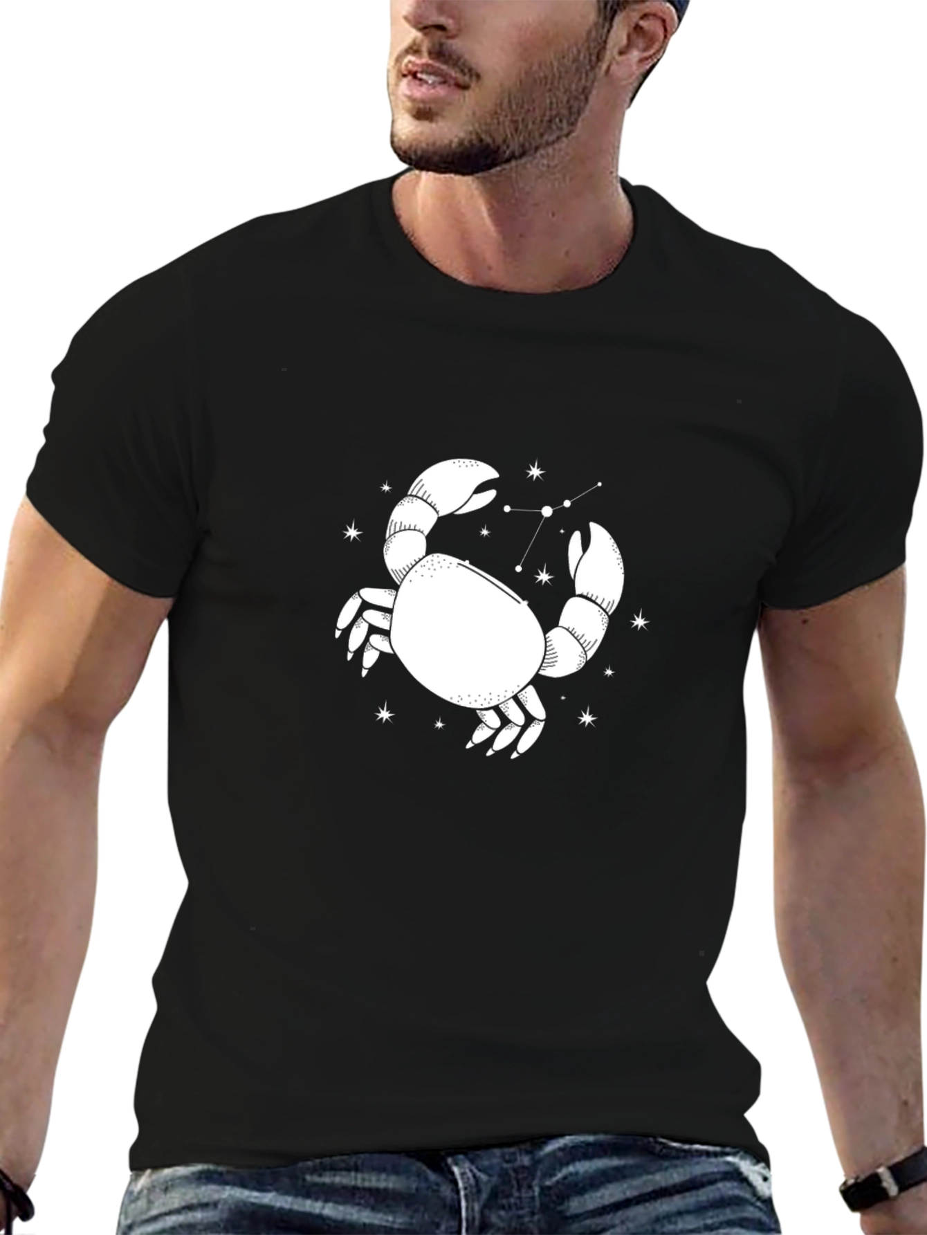 Cancer Zodiac Graphic Tee - Black Cotton T-Shirt - 6