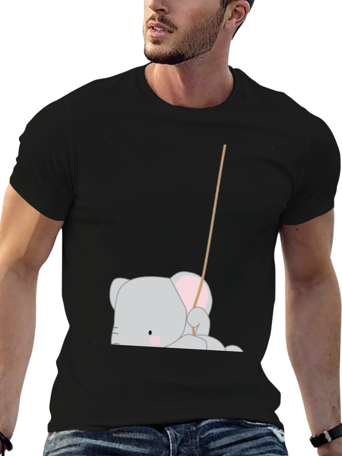 Black Cute Elephant T-Shirt - Black view 6