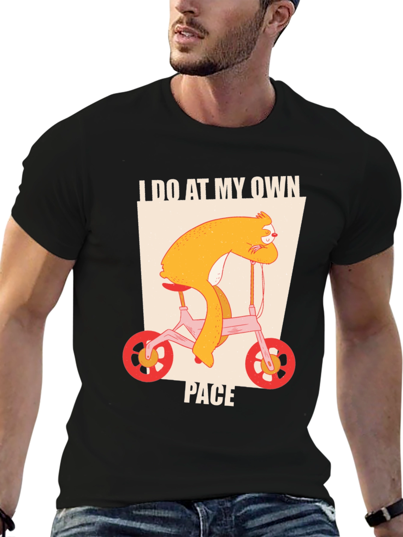 Black Sloth Biking T-Shirt - I Do At My Own Pace Tee view 6