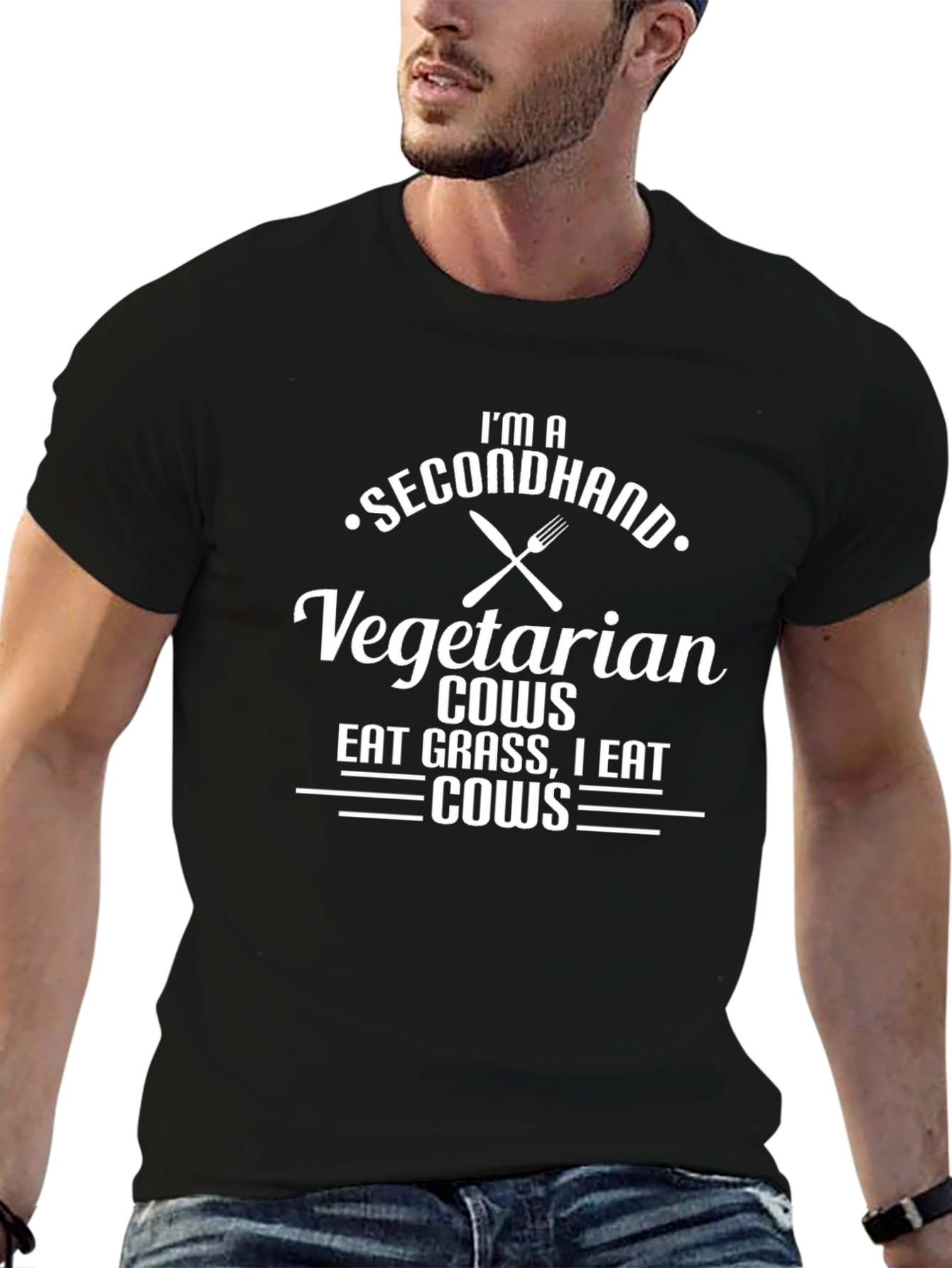Black Secondhand Vegetarian Black T-Shirt view 6