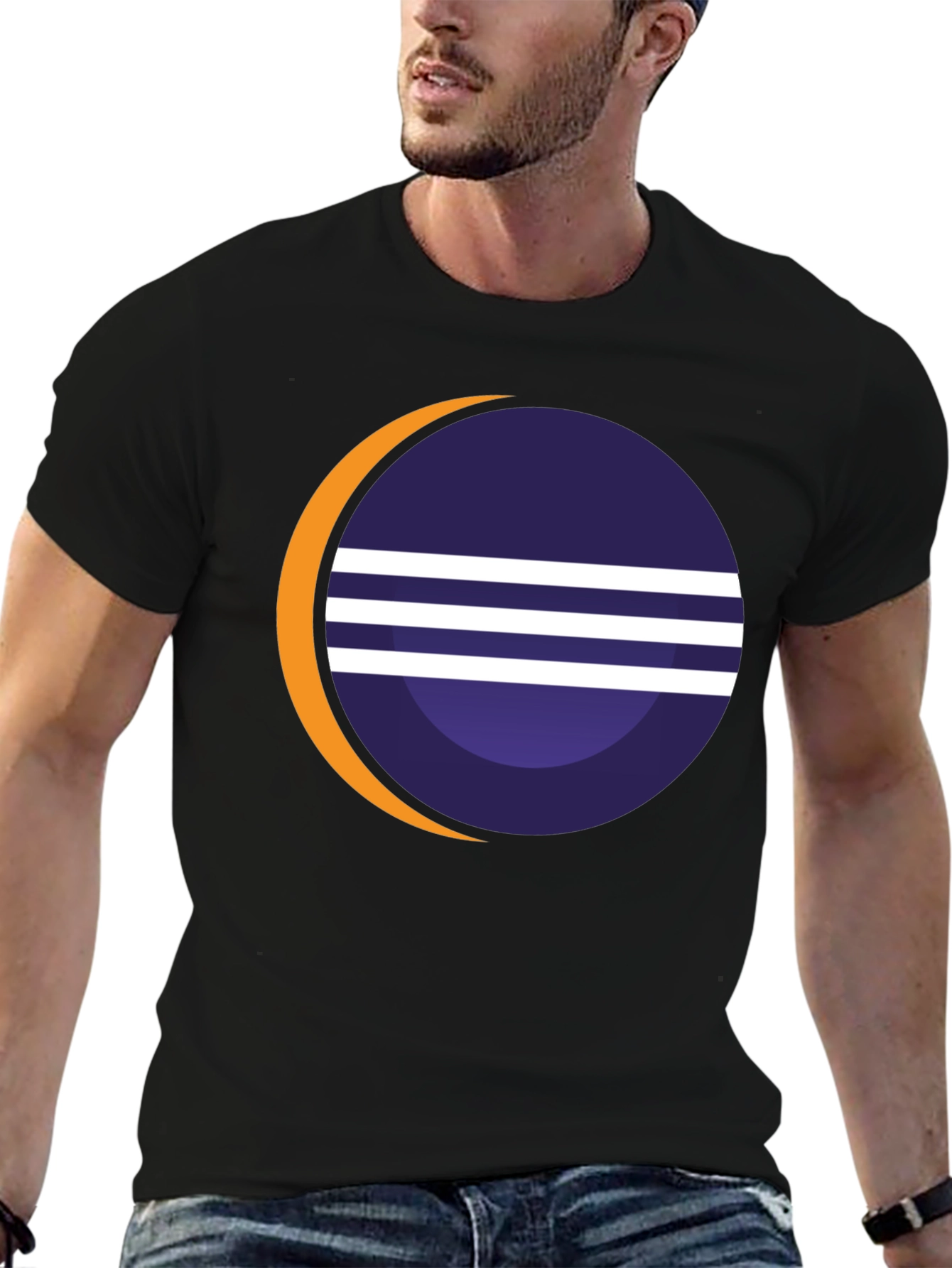 Black Eclipse Graphic Tee - Stylish Black Cotton Blend T-Shirt view 6