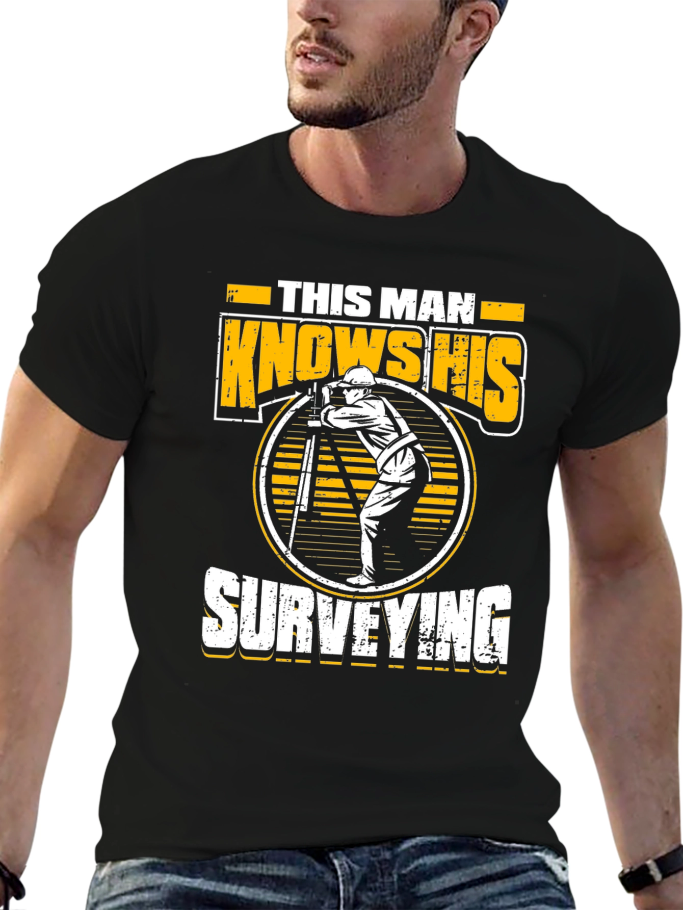 Black Surveyor Graphic Tee - This Man Knows His Surveying view 6