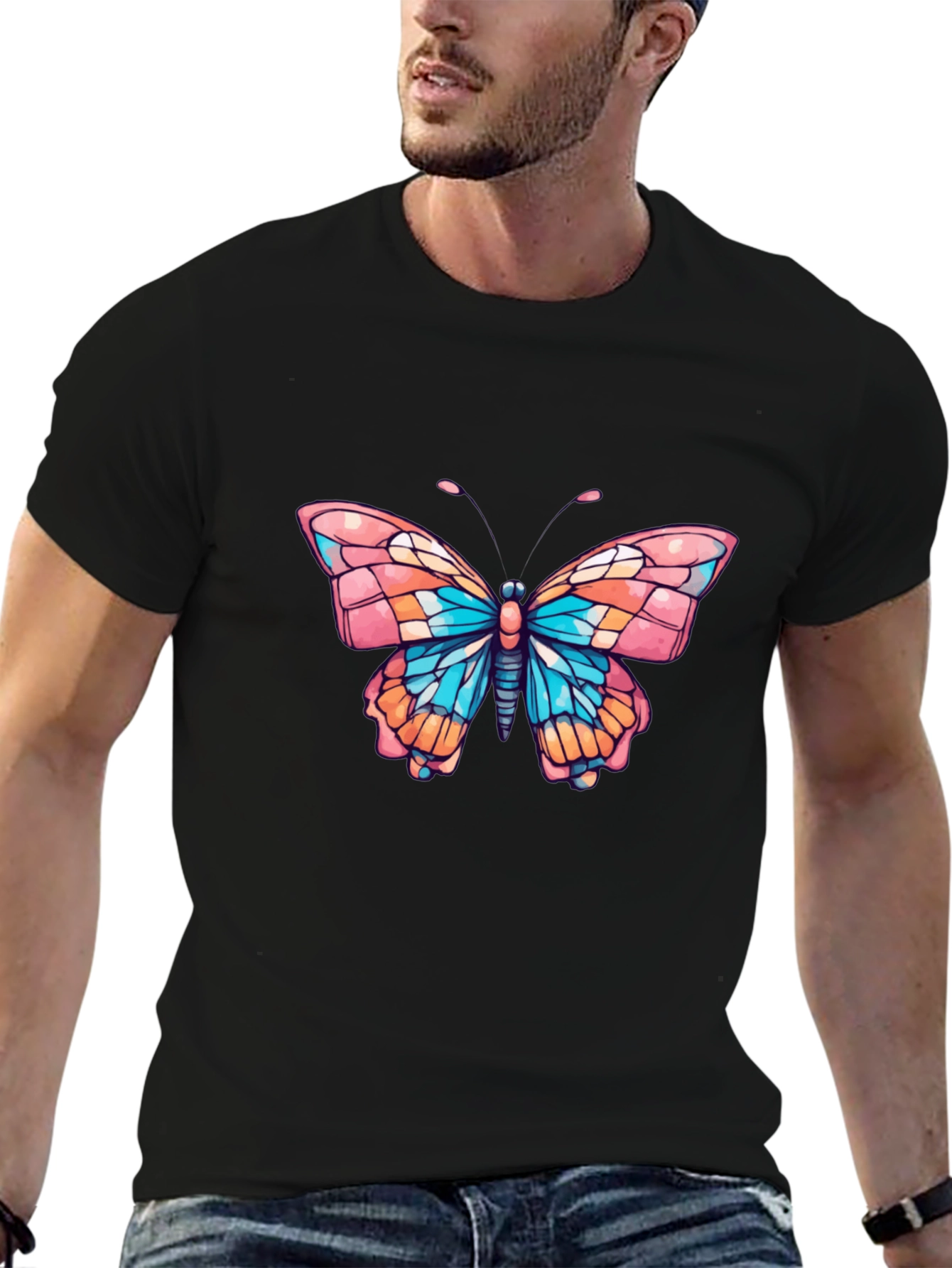 Black Butterfly Graphic Tee - Stylish Black T-Shirt view 6