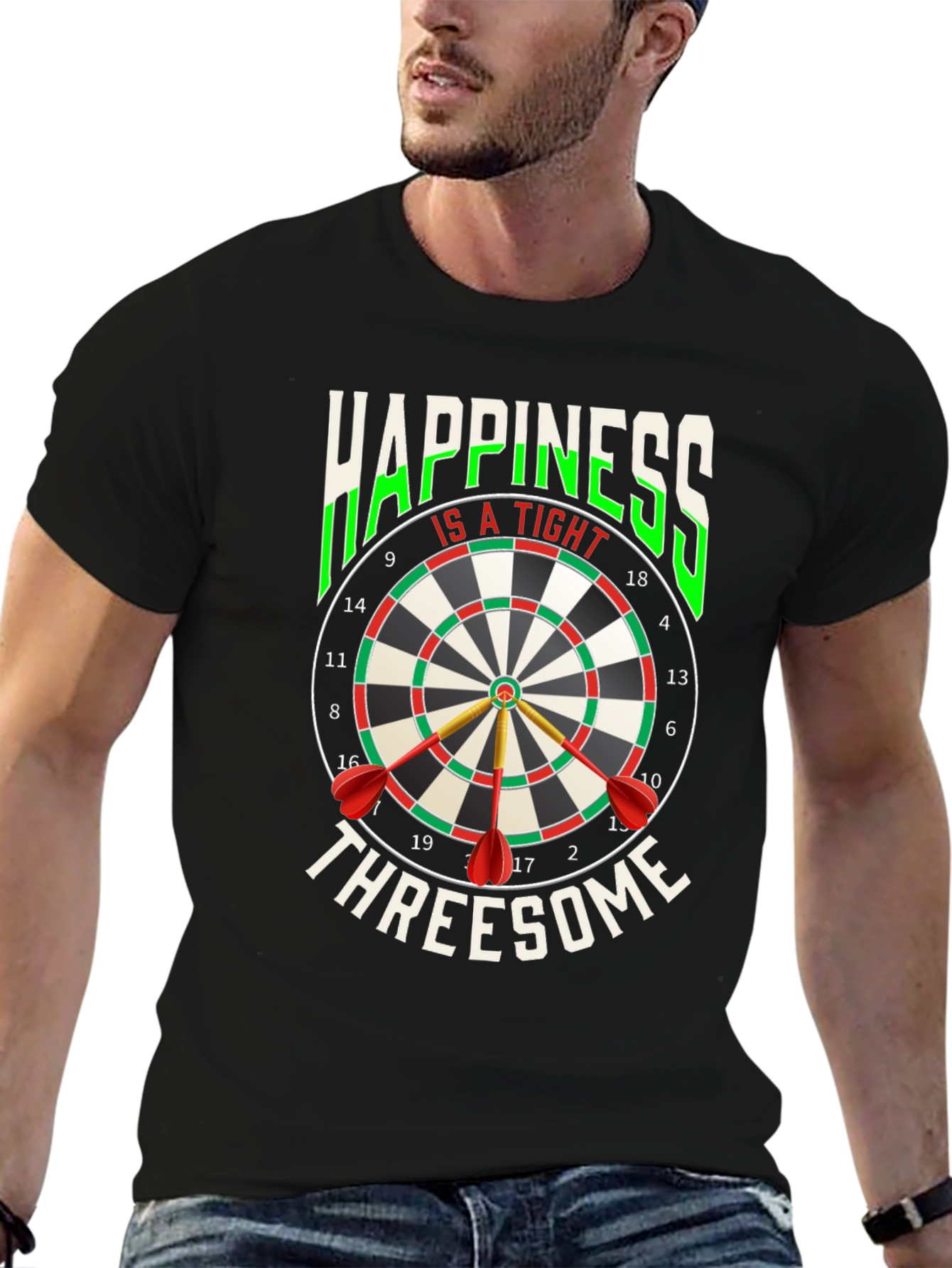 Black Happiness Is A Tight Threesome Dart T-Shirt view 6