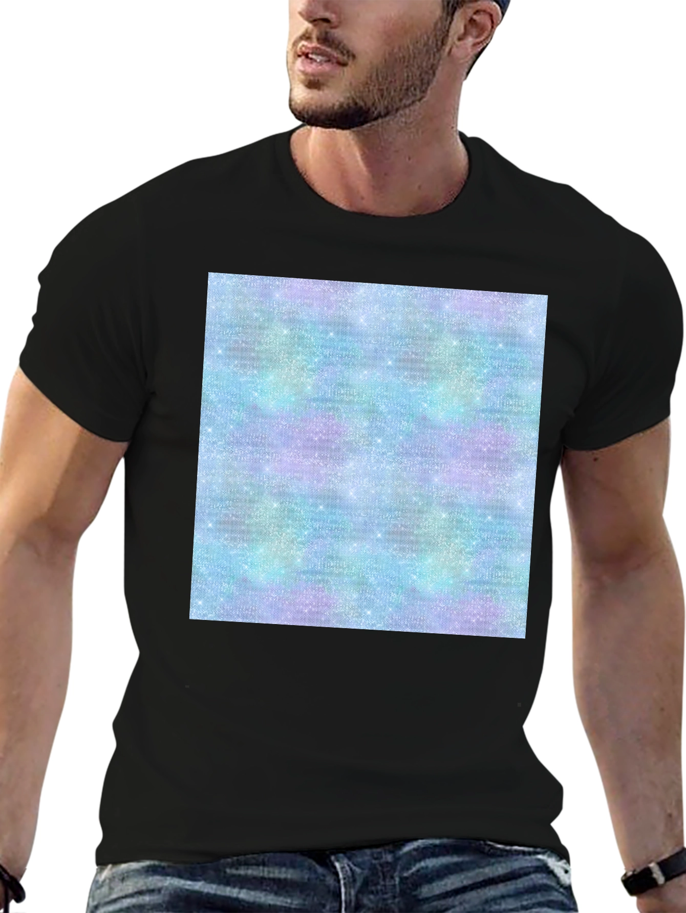 Black Galaxy Sparkle Tee - Trendy Print view 6
