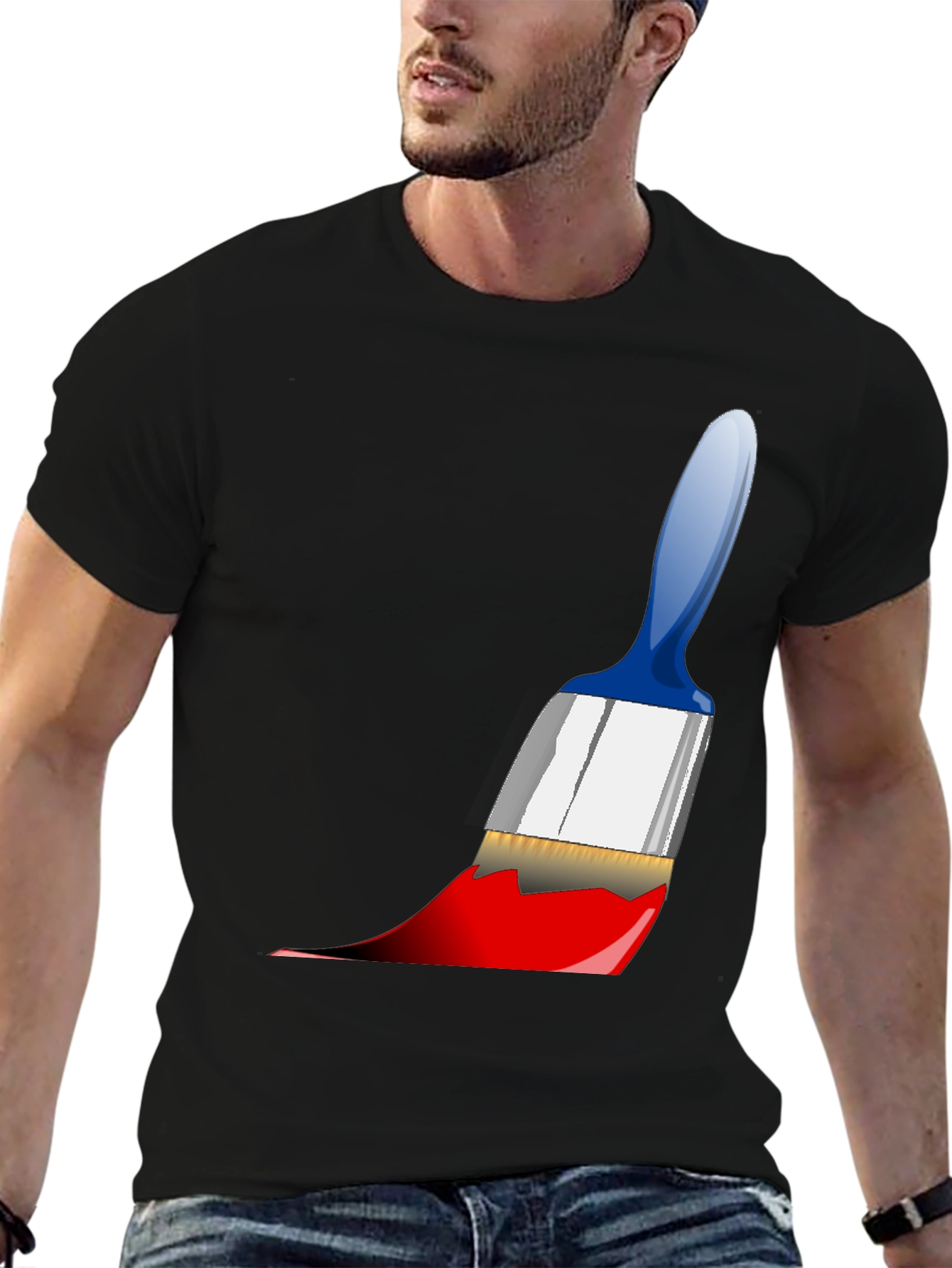 Black Paintbrush Graphic Tee - Artistic Expression view 6