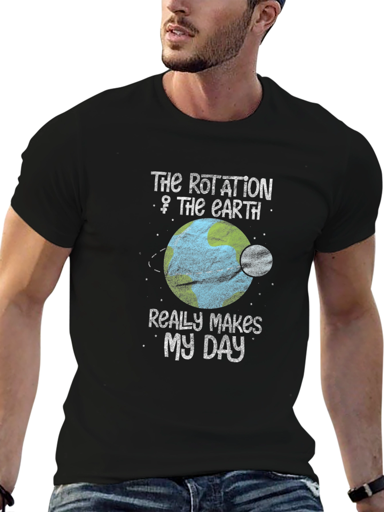 Black Rotation of The Earth Graphic Tee view 6