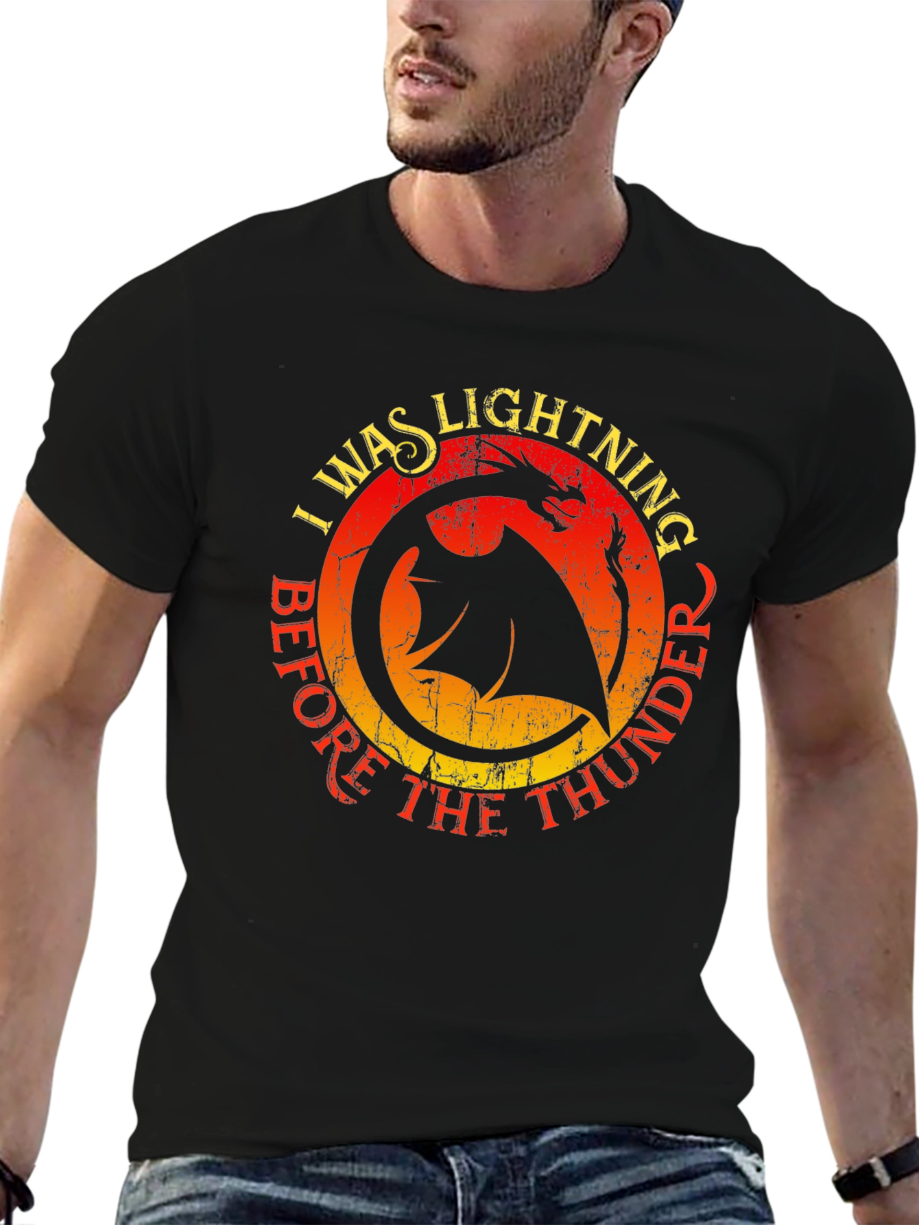 Black Dragon Lightning Thunder Graphic Tee view 6