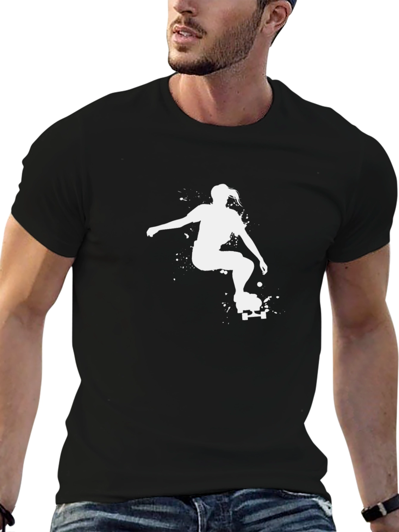 Black Skateboard Girl Graphic Tee - Black view 6