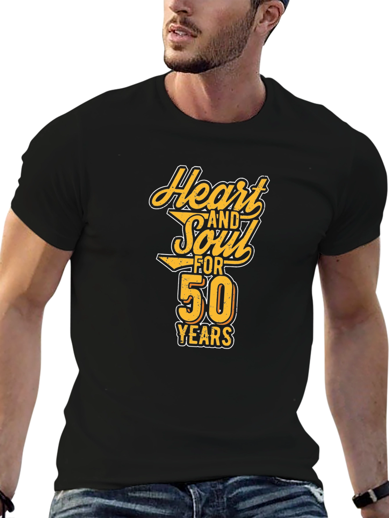Black Heart and Soul 50 Years Black Graphic Tee view 6