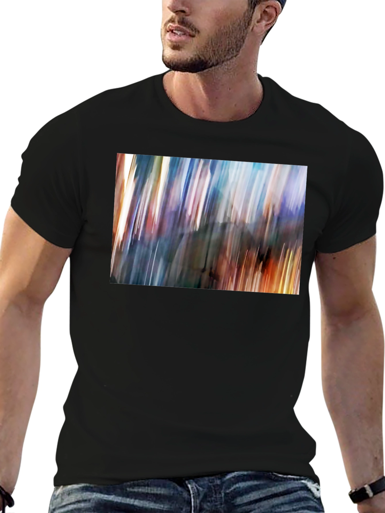 Black Abstract Blur Art Print Black T-Shirt view 6