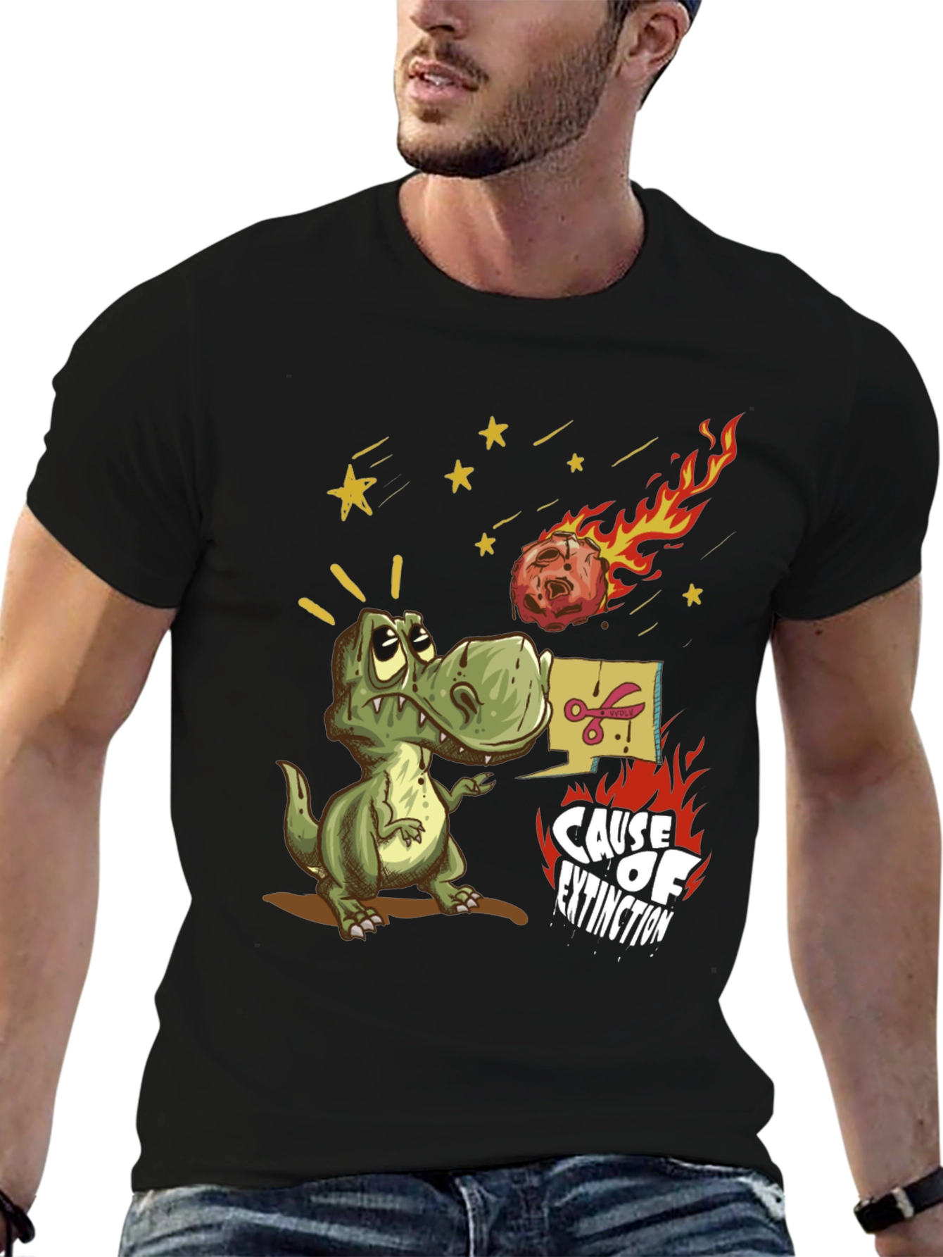 Black Dinosaur Extinction Graphic T-Shirt view 6