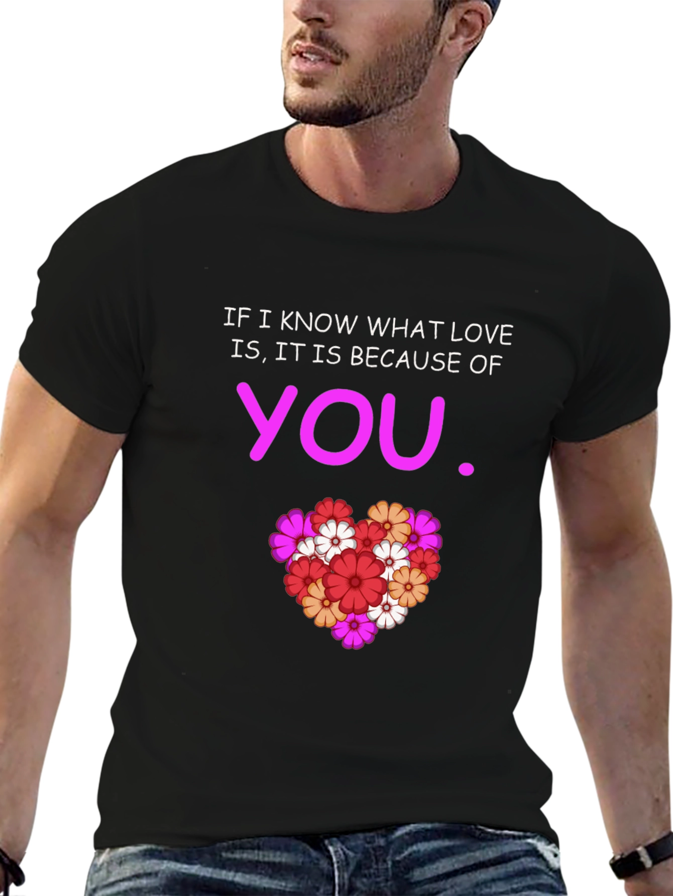 Black Love is You T-Shirt - Floral Heart Graphic Tee view 6