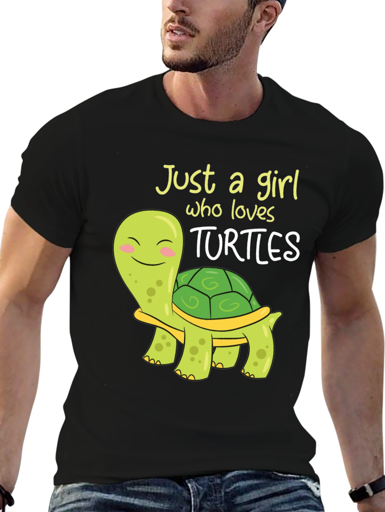 Black Cute Turtle Lover T-Shirt - Just A Girl Who Loves Turtles! view 6