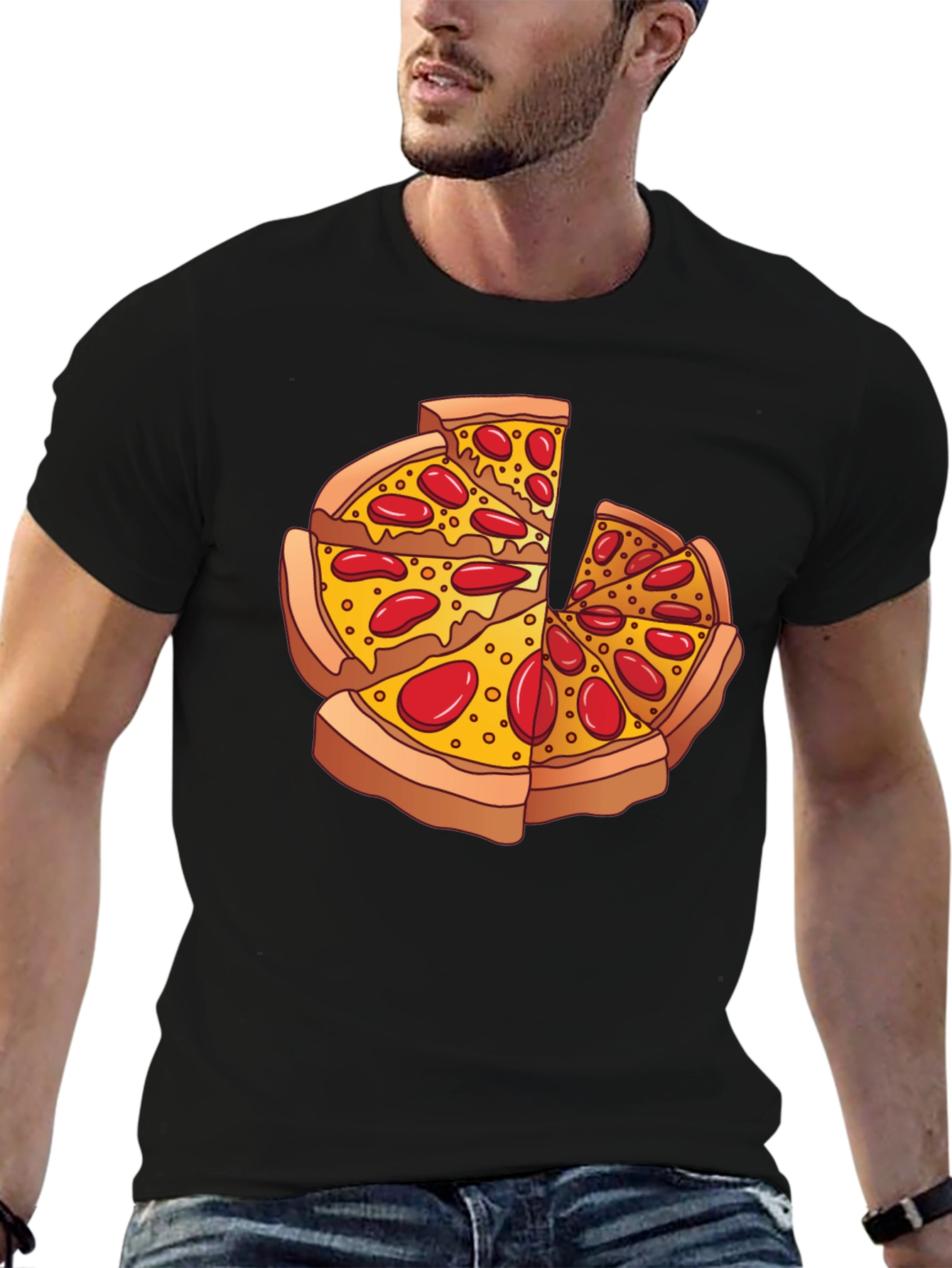 Black Pizza Slice Graphic Black T-Shirt view 6