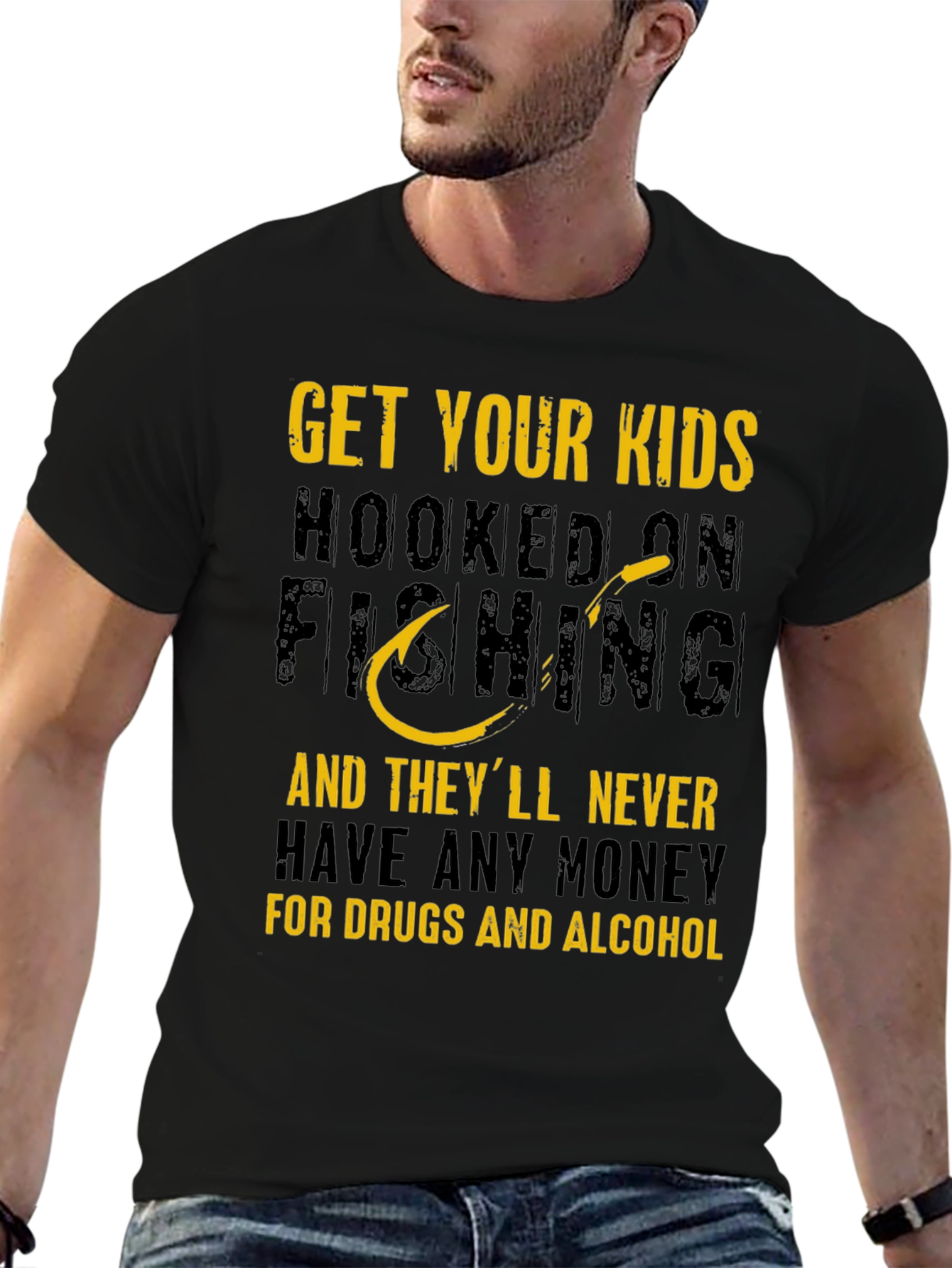 Black Get Your Kids Hooked On Fishing T-Shirt view 6