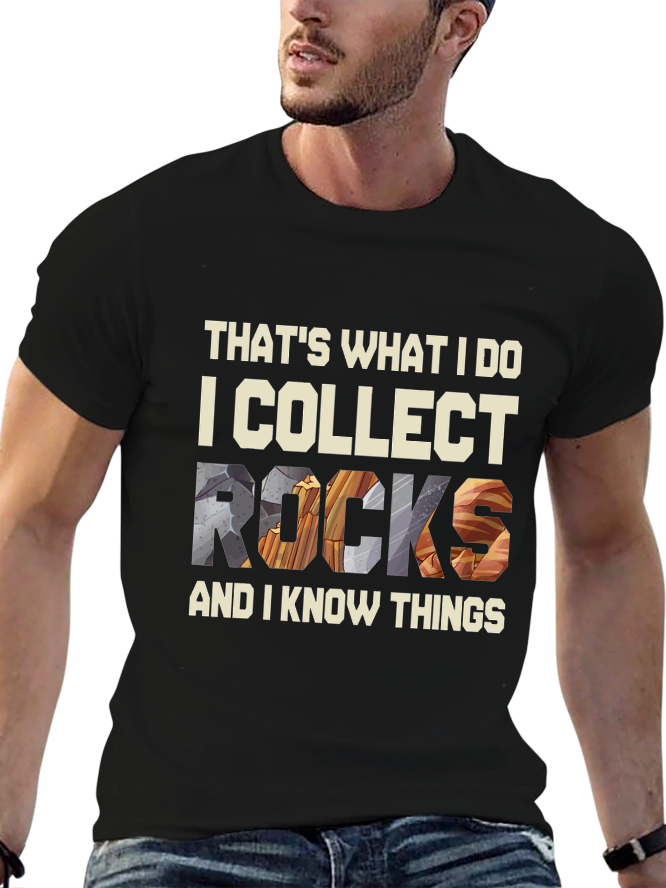 Black I Collect Rocks T-Shirt: Geologist Humor Tee view 6