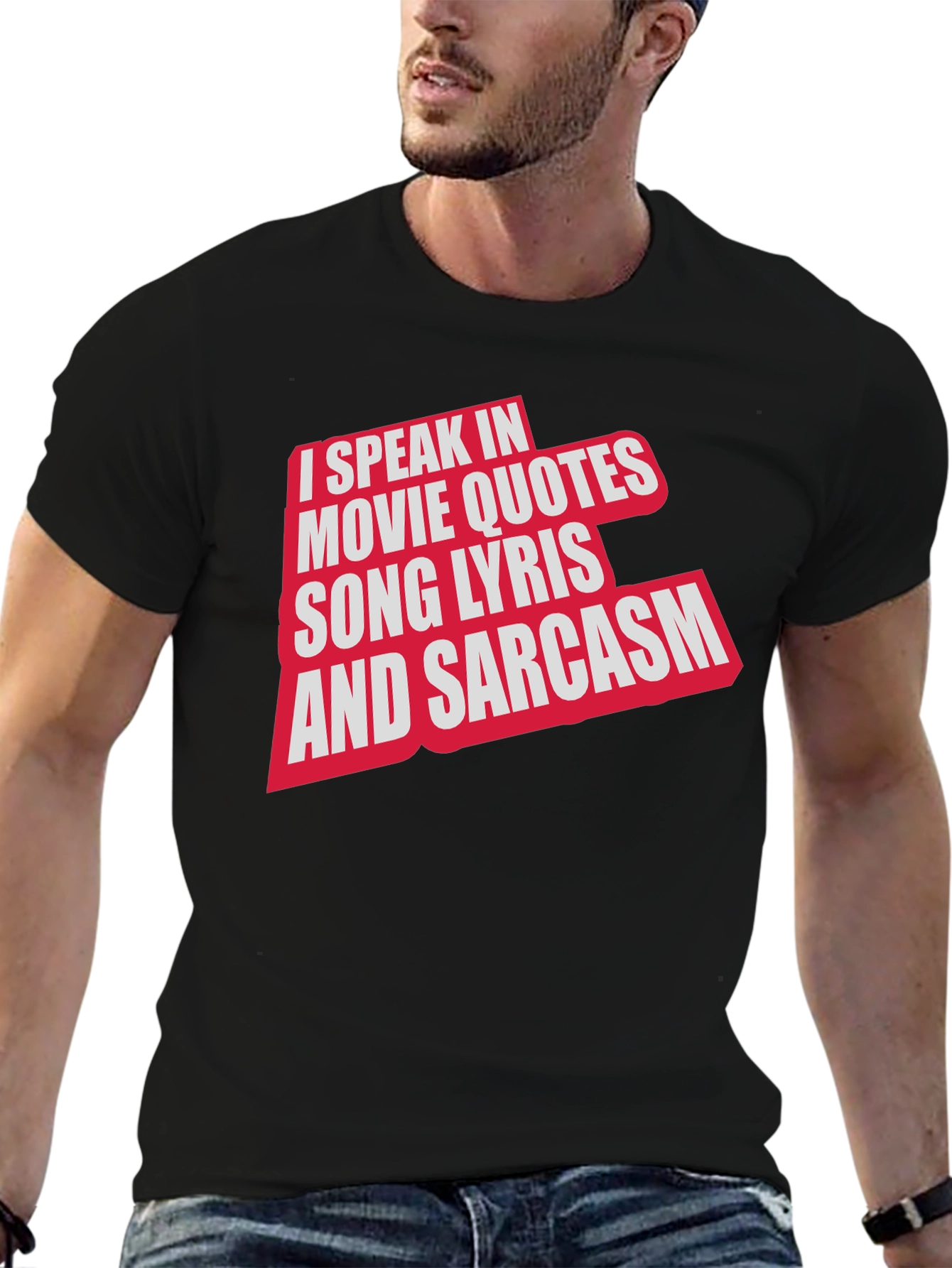 Black Movie Quotes & Sarcasm Black T-Shirt view 6