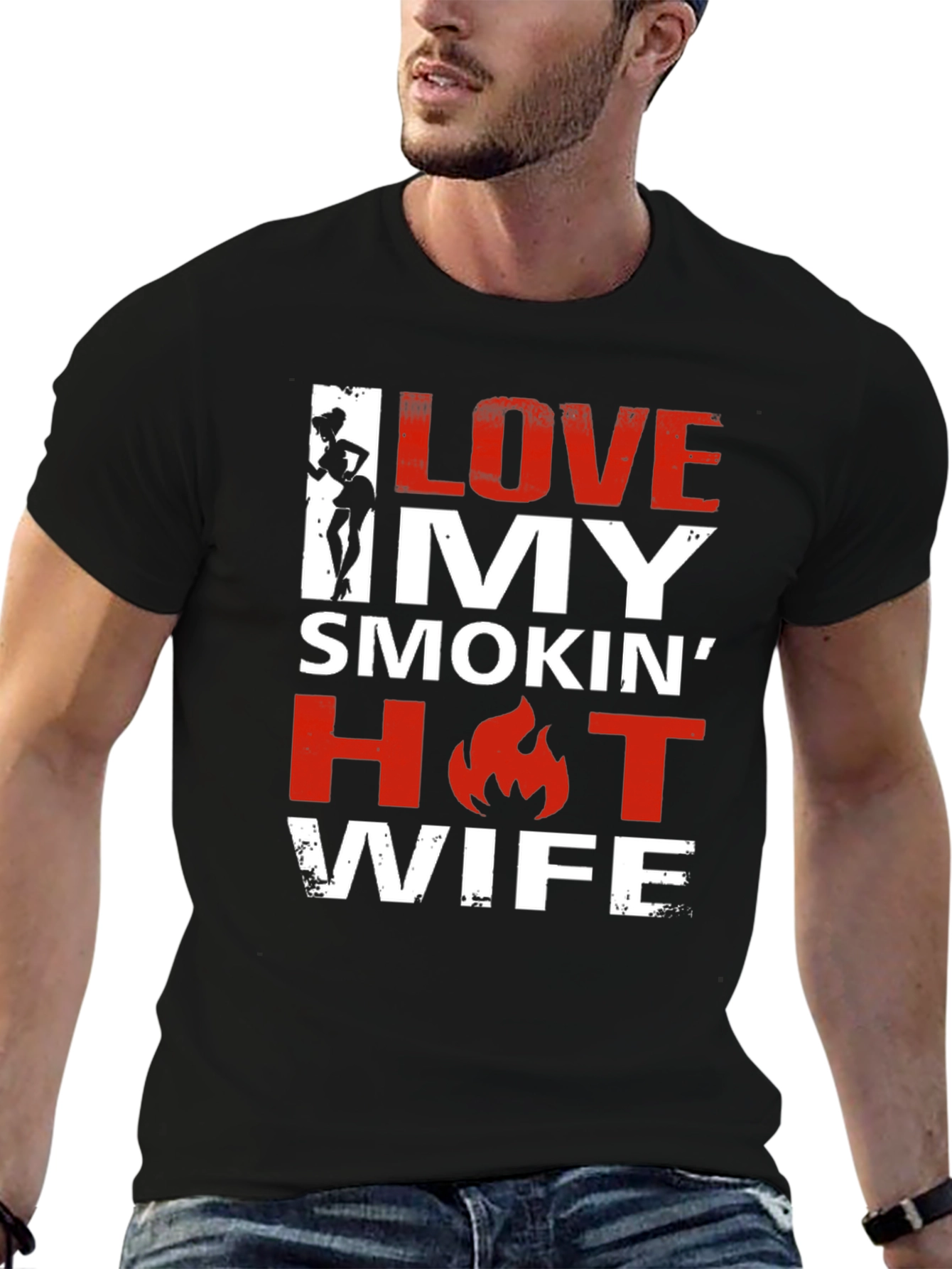 Black I Love My Smokin' Hot Wife Graphic Tee view 6
