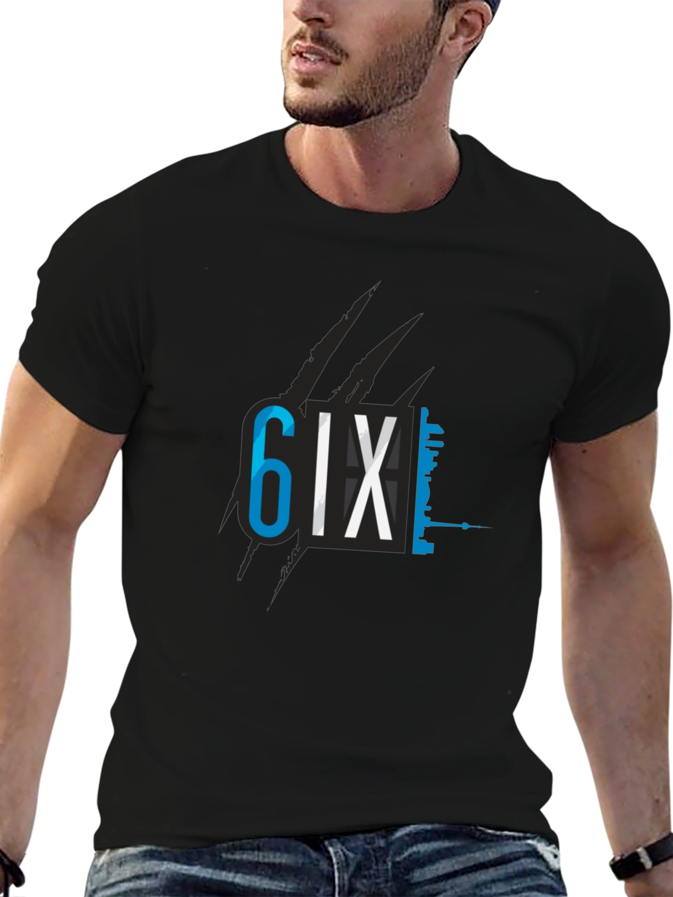 Black 6IX Toronto Graphic T-Shirt - Soft Cotton Tee view 6