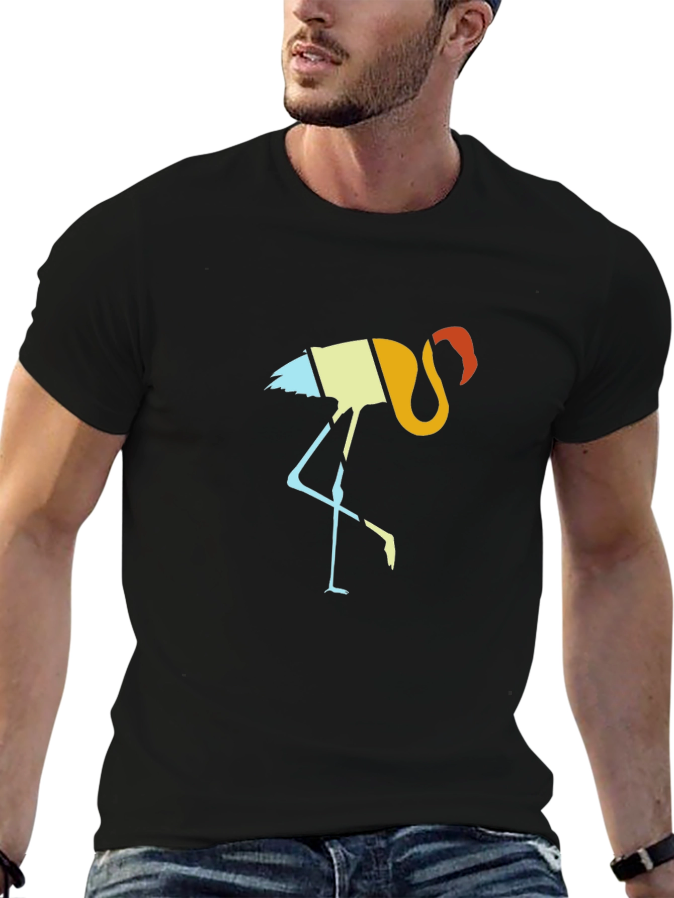 Black Retro Flamingo Graphic Tee - Black view 6