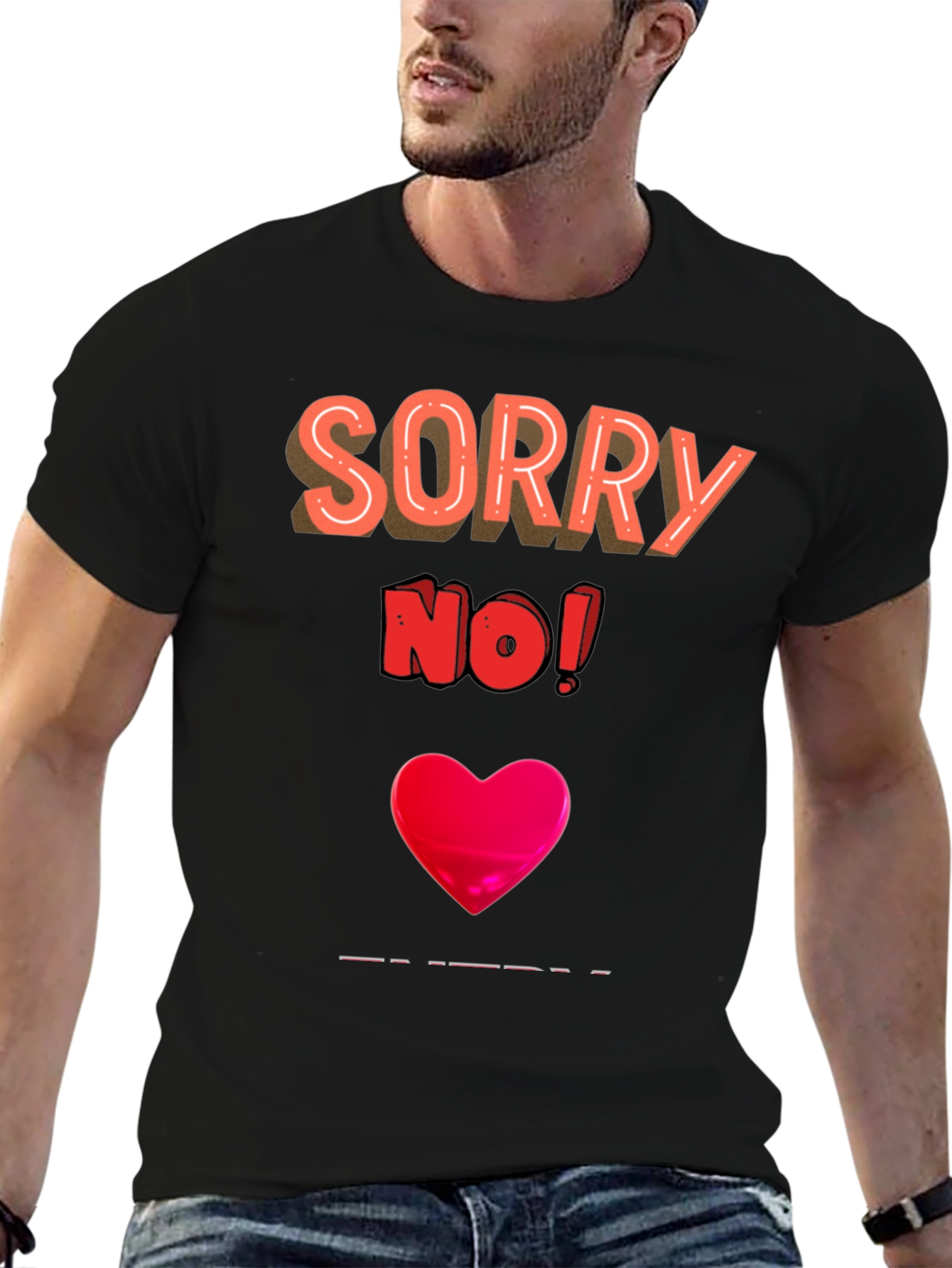 Black Sorry No! Graphic Tee view 6