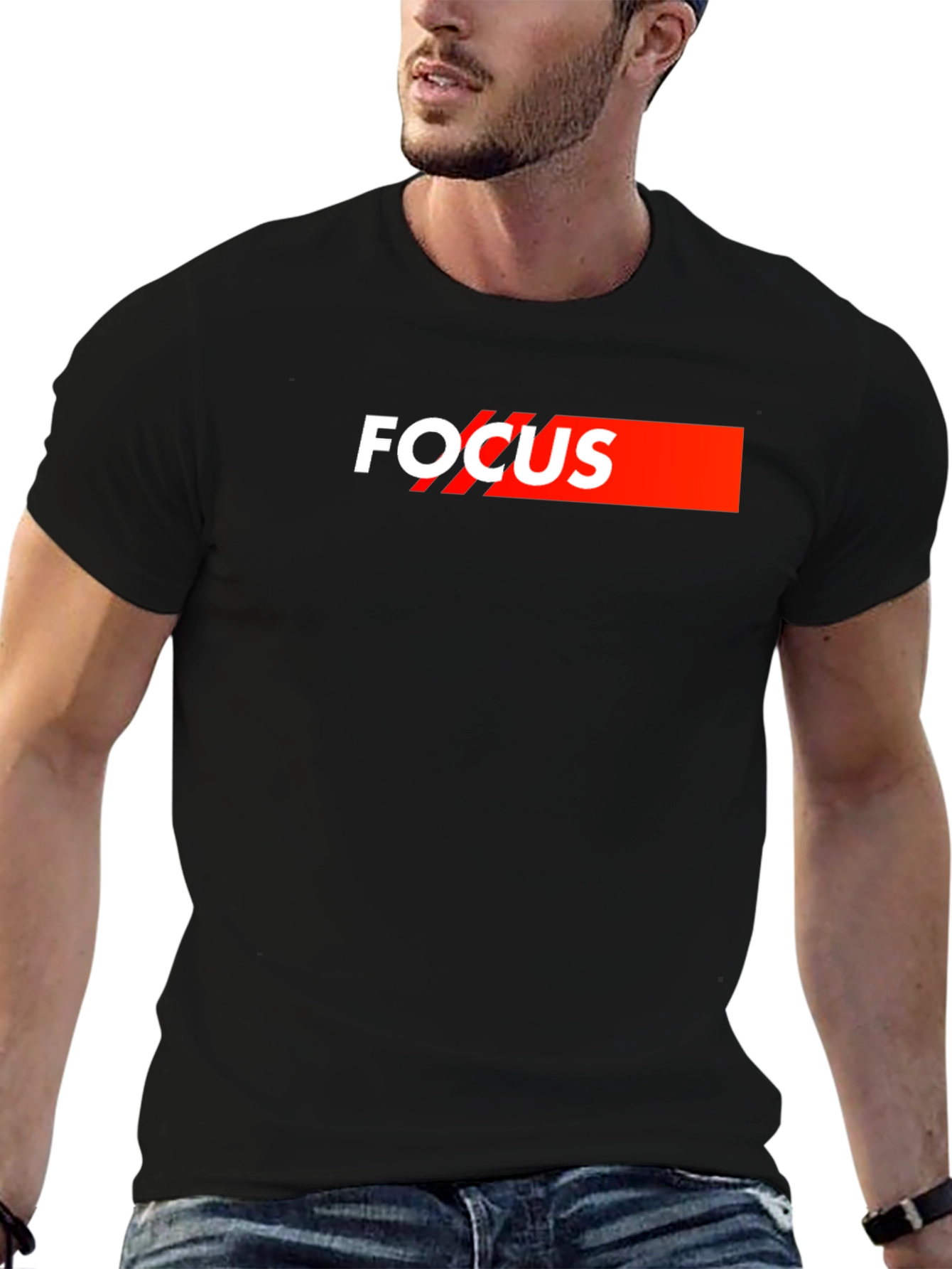 Black Focus Graphic Tee - Bold & Stylish Cotton Blend Shirt view 6