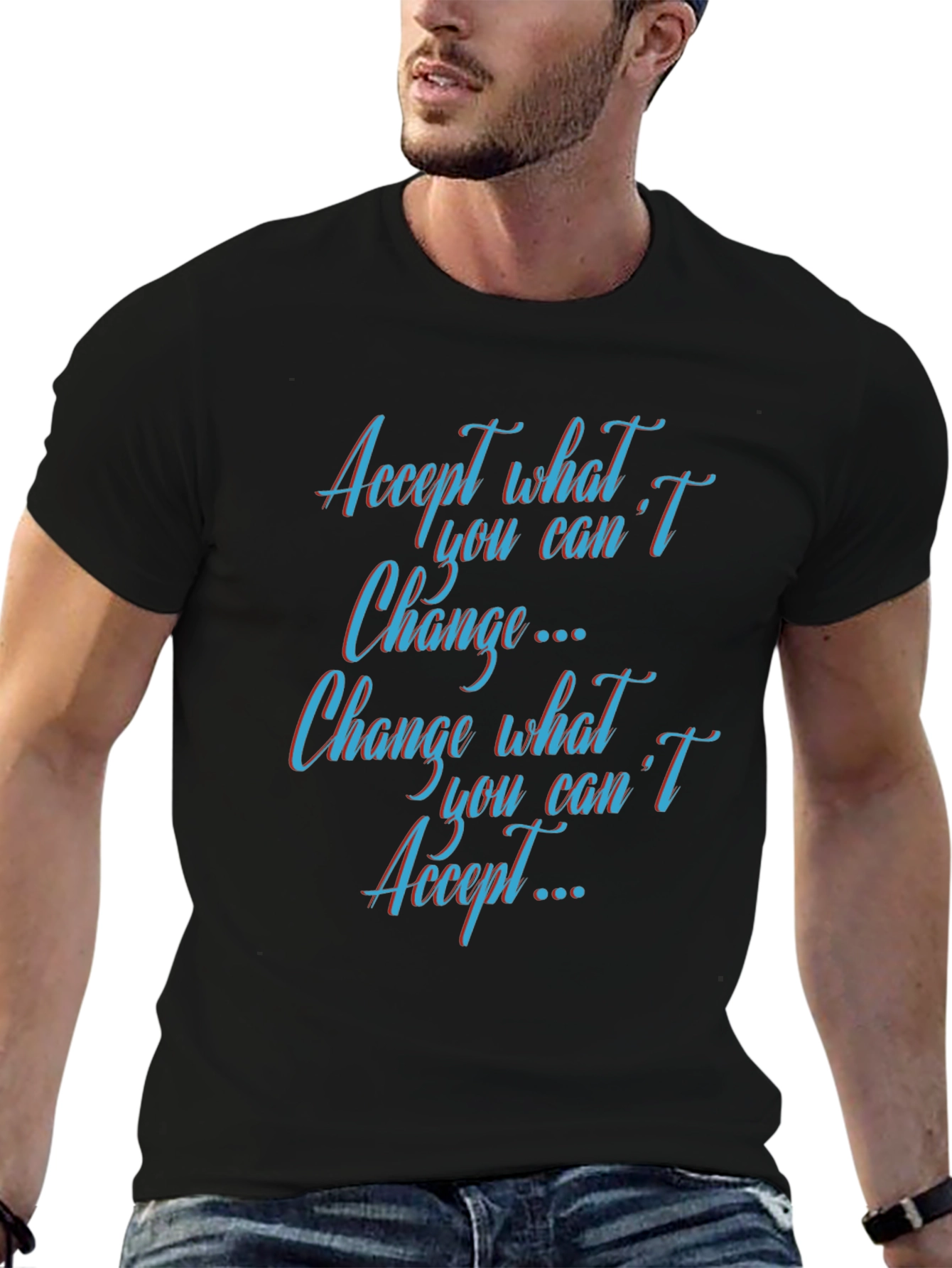 Black Inspirational Quote Black T-Shirt view 6