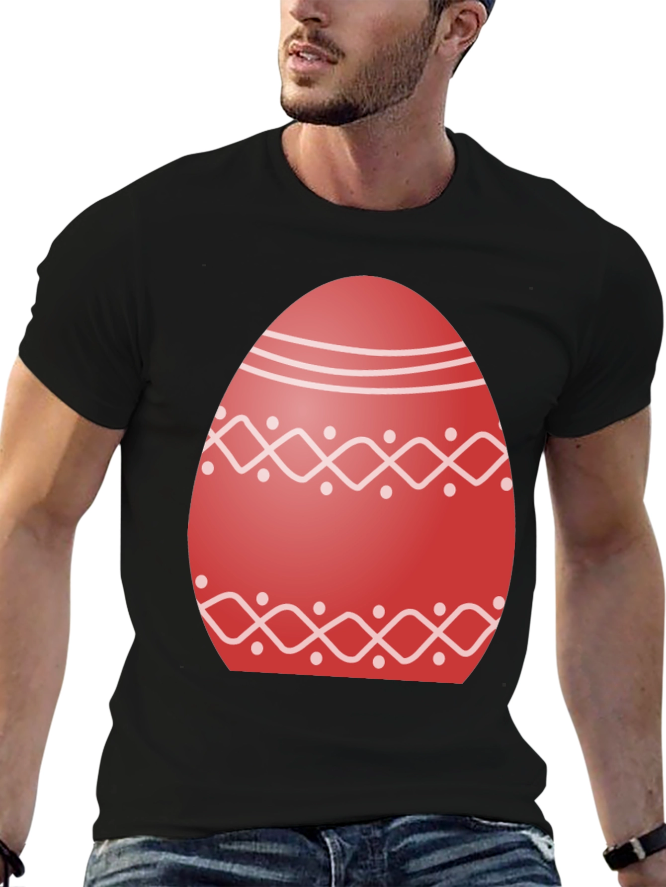 Camiseta Negra Huevo Pascua Decorado