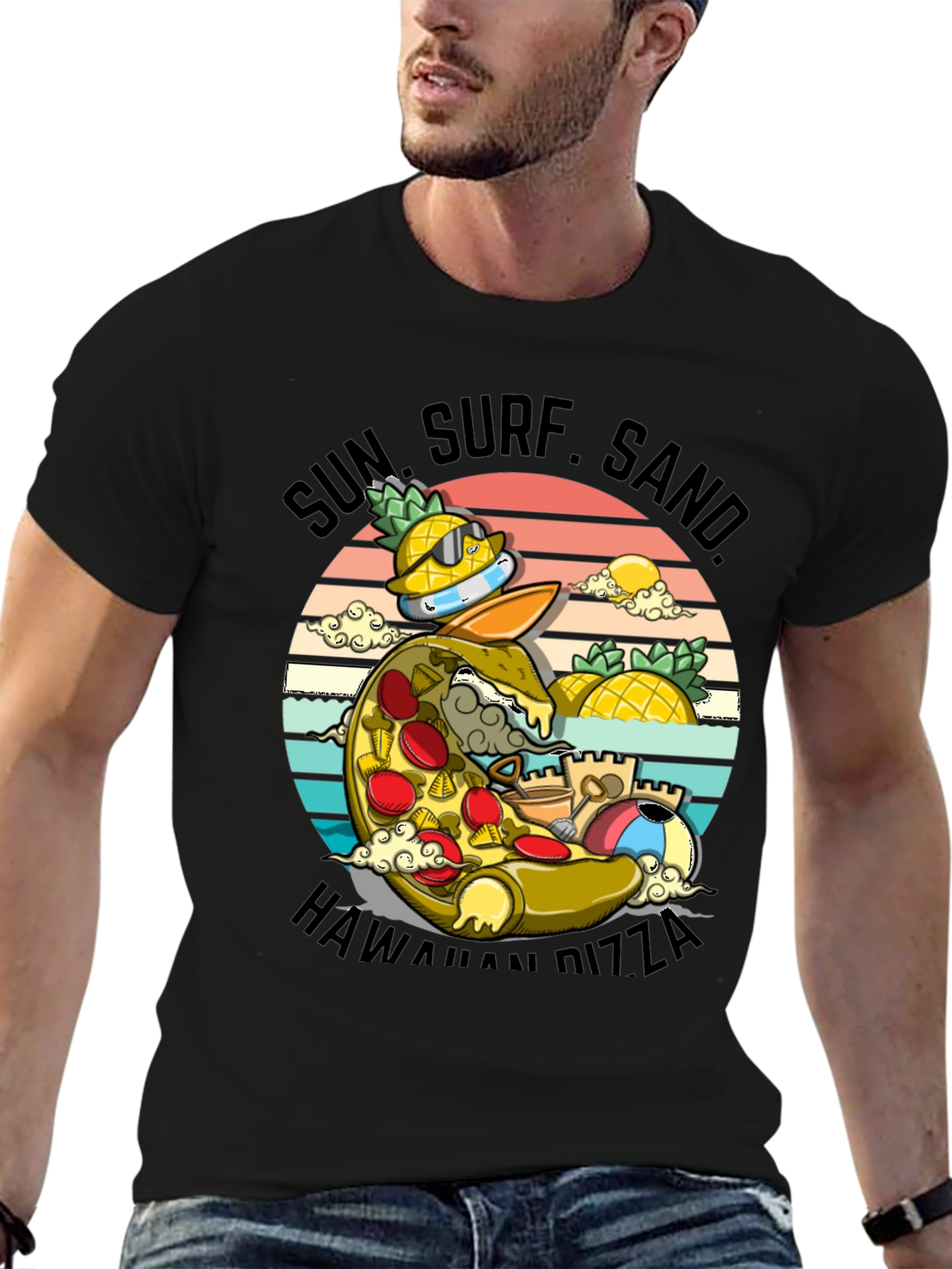 Sun Surf Sand Hawaiian Pizza T-Shirt - 6