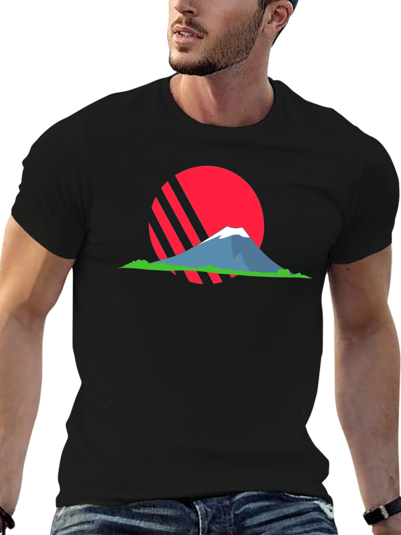 Black Sunset Mountain Graphic T-Shirt view 6