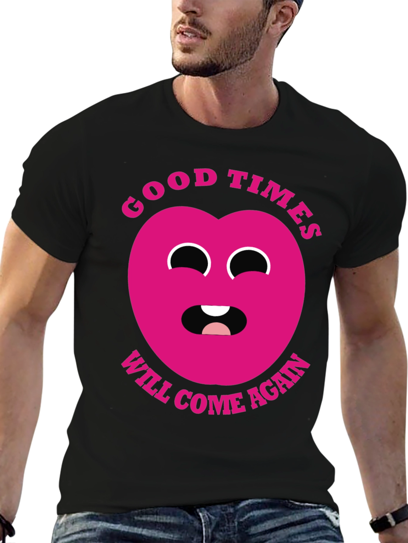 Black Good Times Heart Graphic T-Shirt - Black view 6