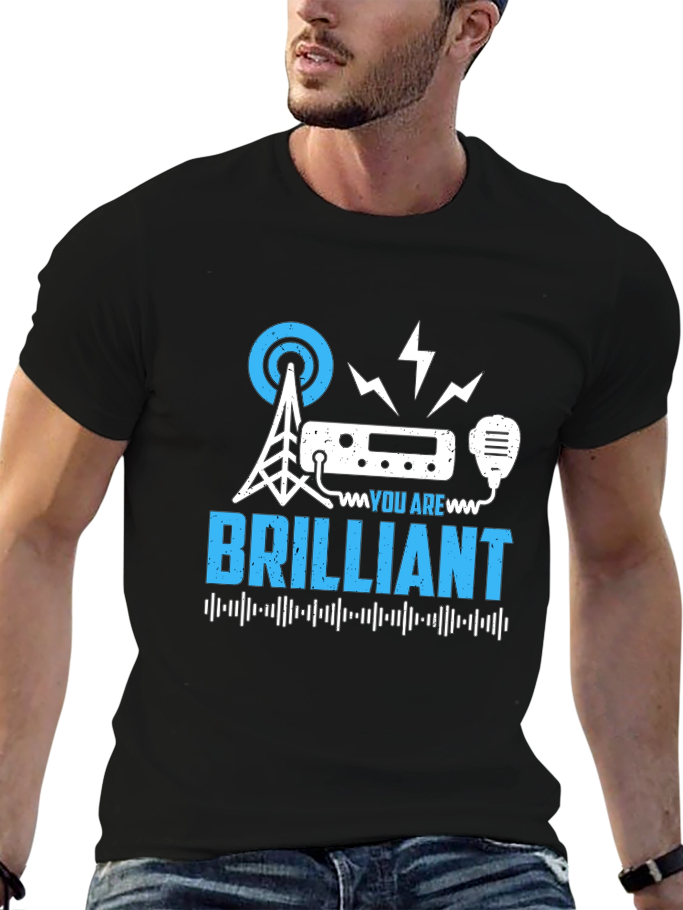 Black Brilliant Ham Radio T-Shirt - Operator Design view 6