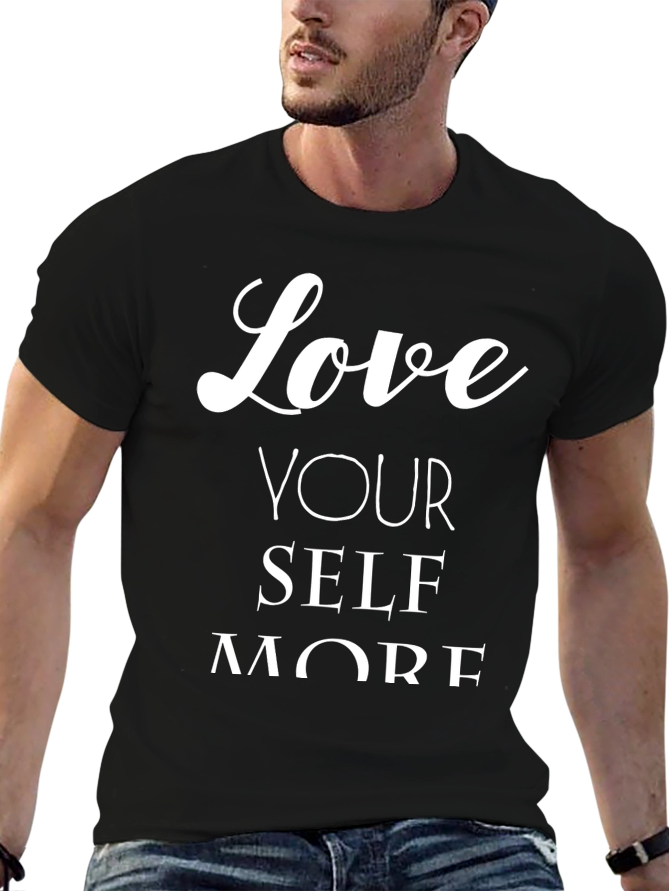 Black Love Yourself More Graphic T-Shirt - Men's Black Tee view 6