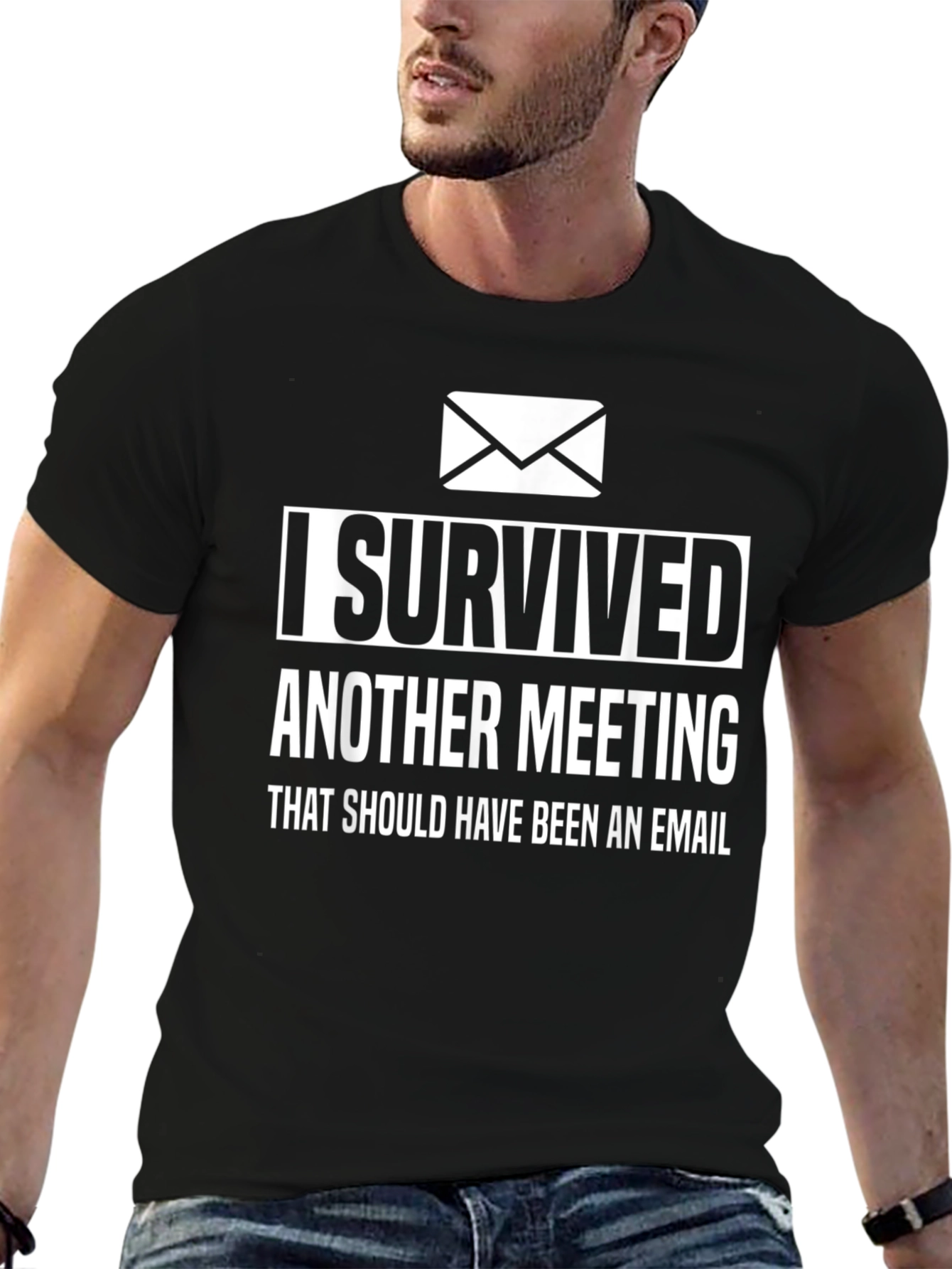 Black I Survived Another Meeting Black Graphic Tee view 6