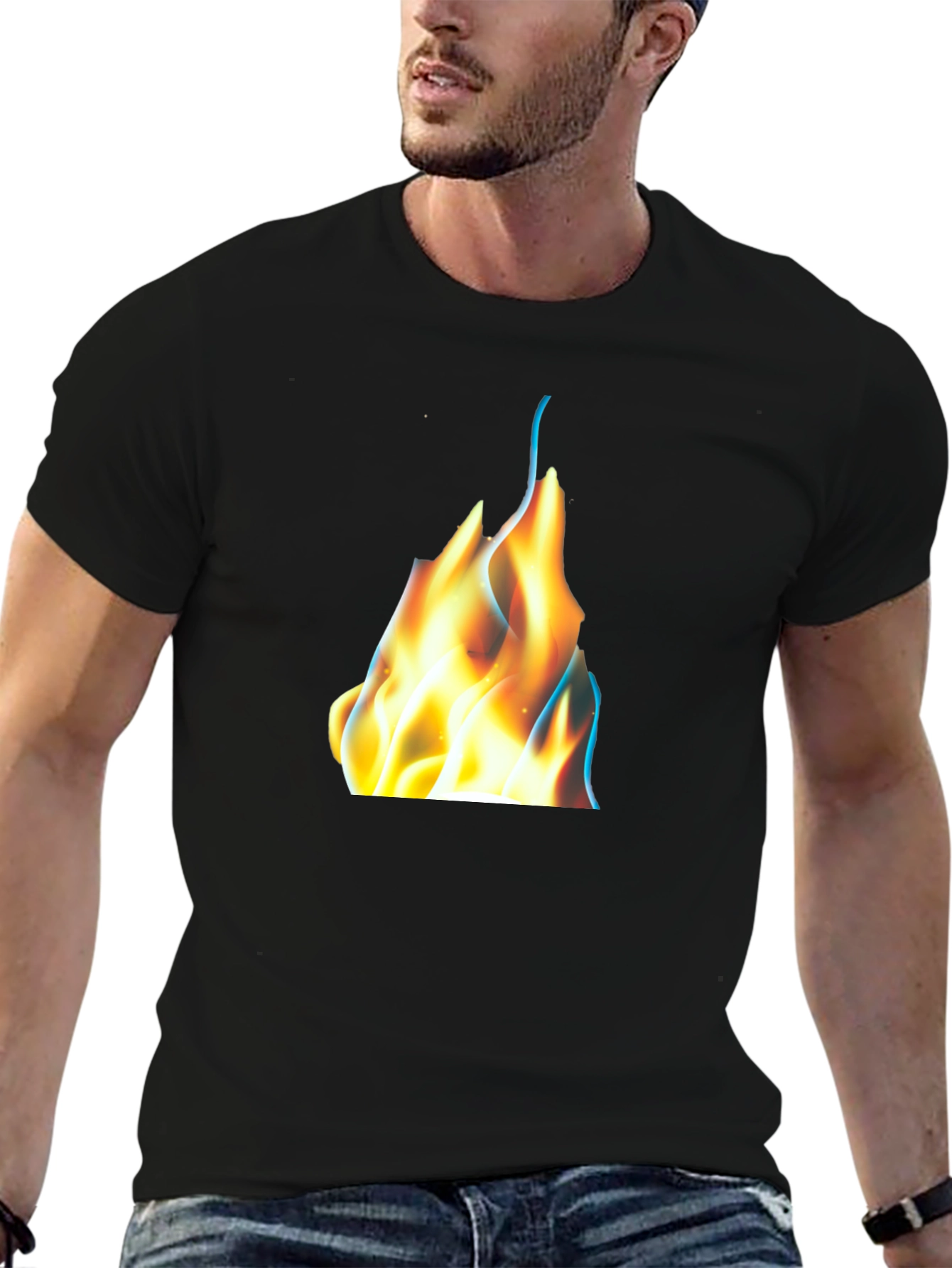 Black Flame Graphic Black T-Shirt view 6