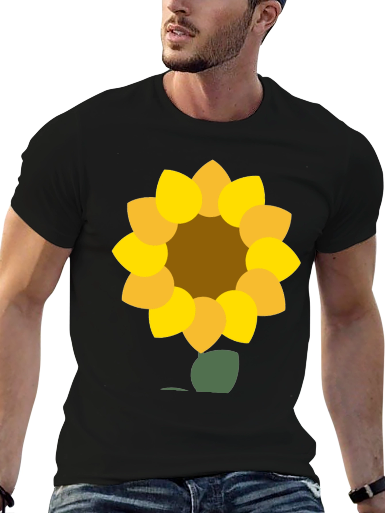 Black Sunflower Graphic Tee - Black Cotton Blend view 6