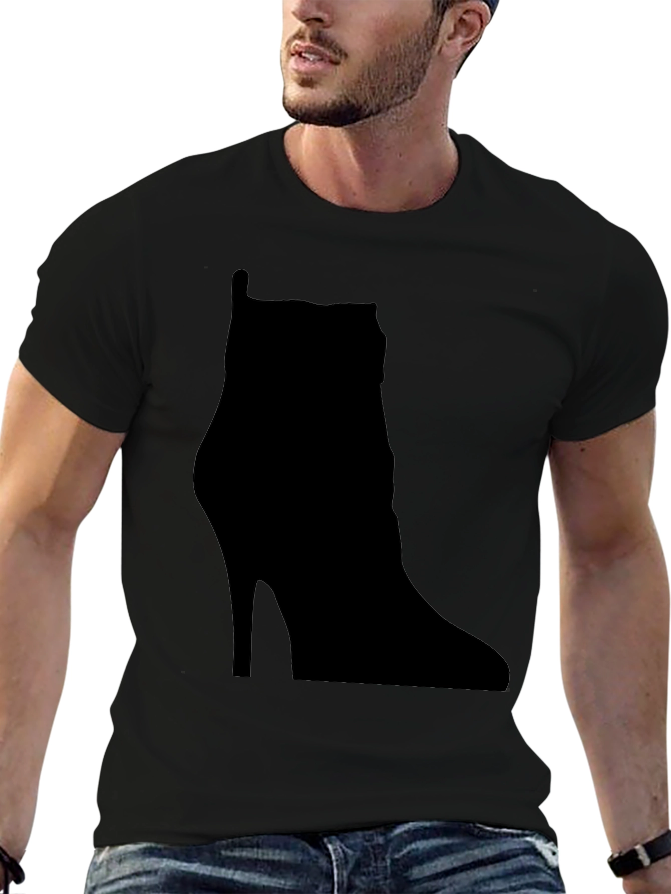 Black High Heel Boot Silhouette T-Shirt view 6