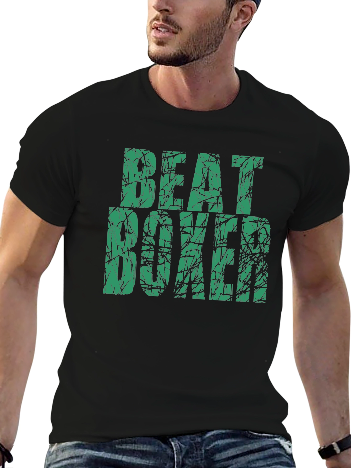 Black Beat Boxer Graphic Tee - Sporty Black T-Shirt view 6