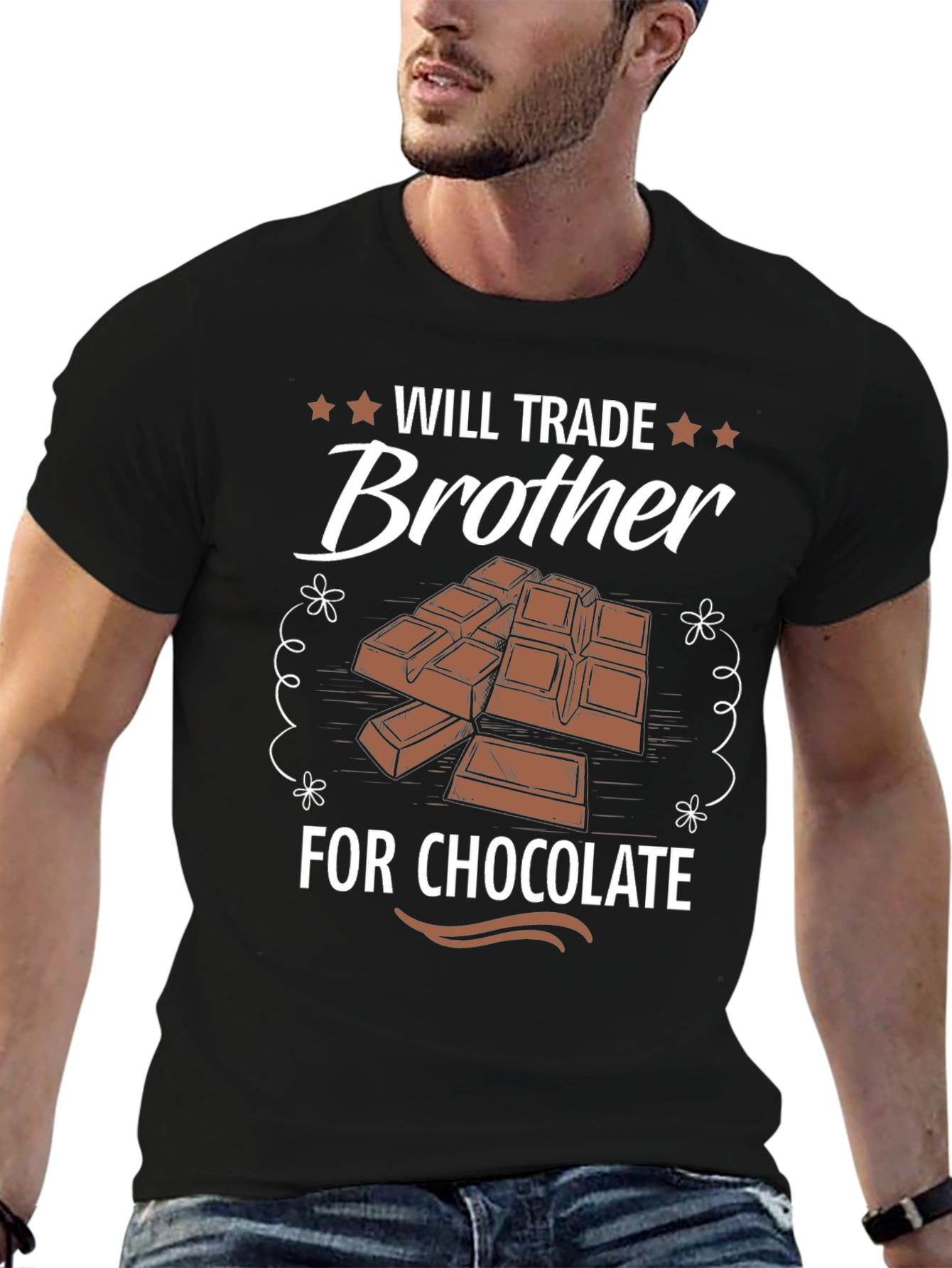 Black Will Trade Brother for Chocolate Funny T-Shirt view 6