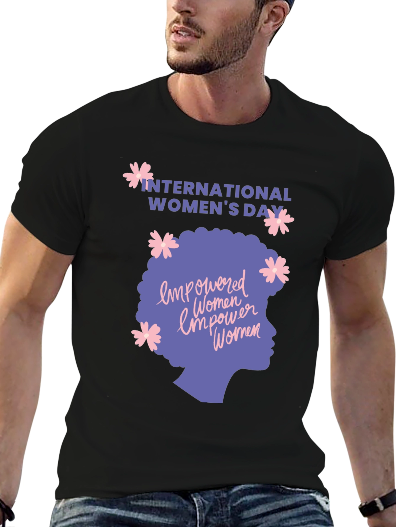 Black International Women's Day Empowered Women T-Shirt view 6