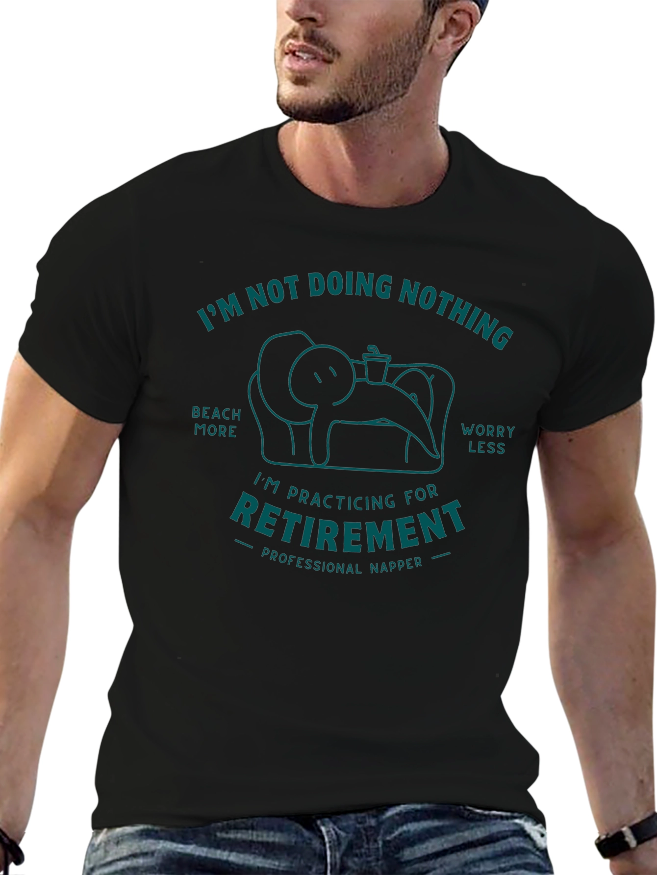 Black Funny Retirement Napping T-Shirt view 6