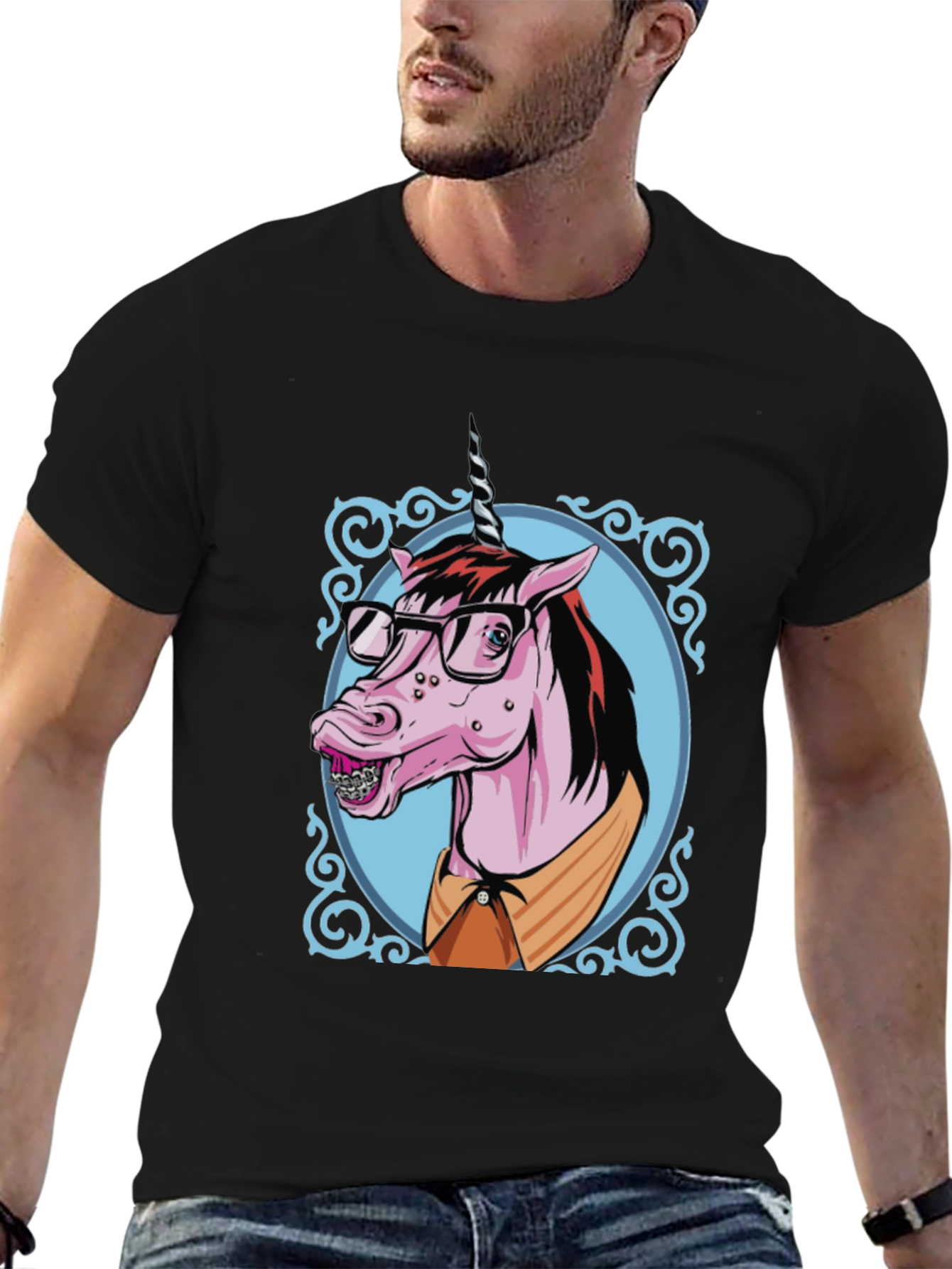 Black Unicorn Geek Graphic T-Shirt view 6